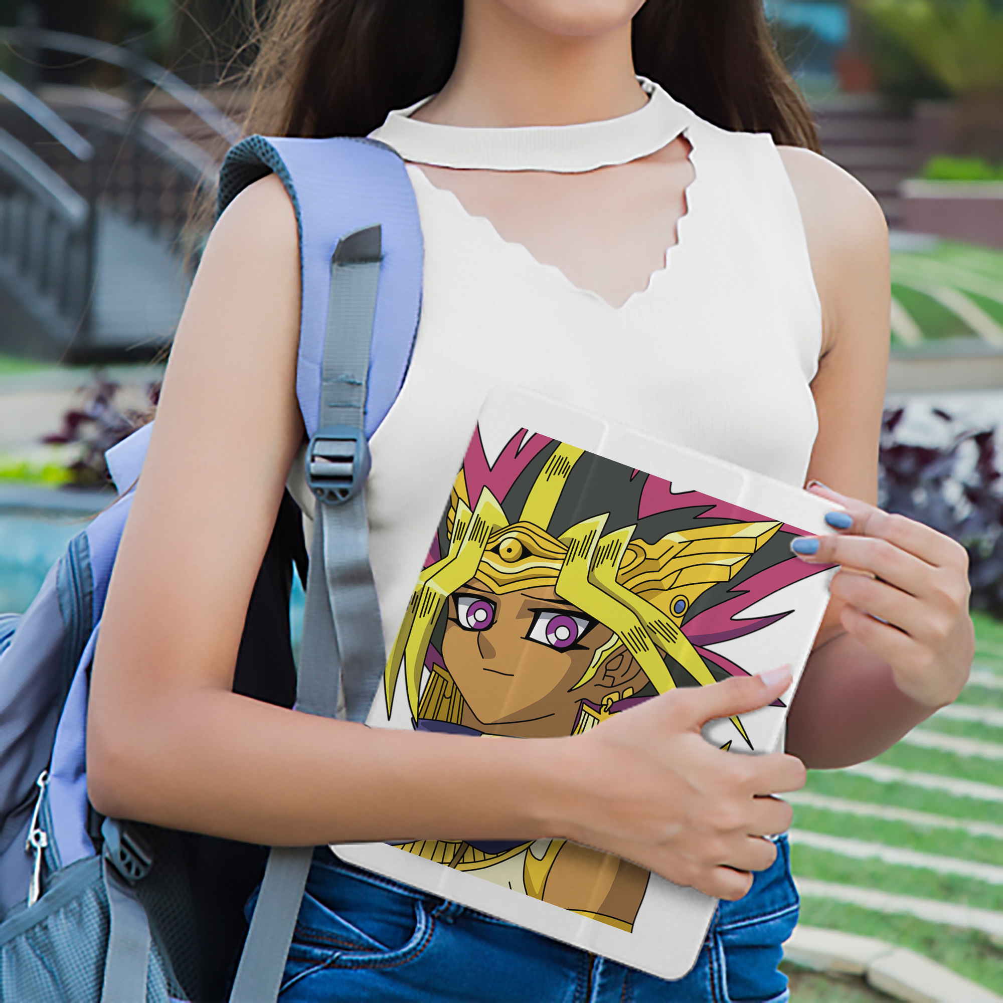 遊☆戯☆王 Yu-Gi-Oh! IPad ケース ペン収納付き 三つ折りスタンド PUレザー×シリコン 対応機種9.5/10.5/10.9インチ