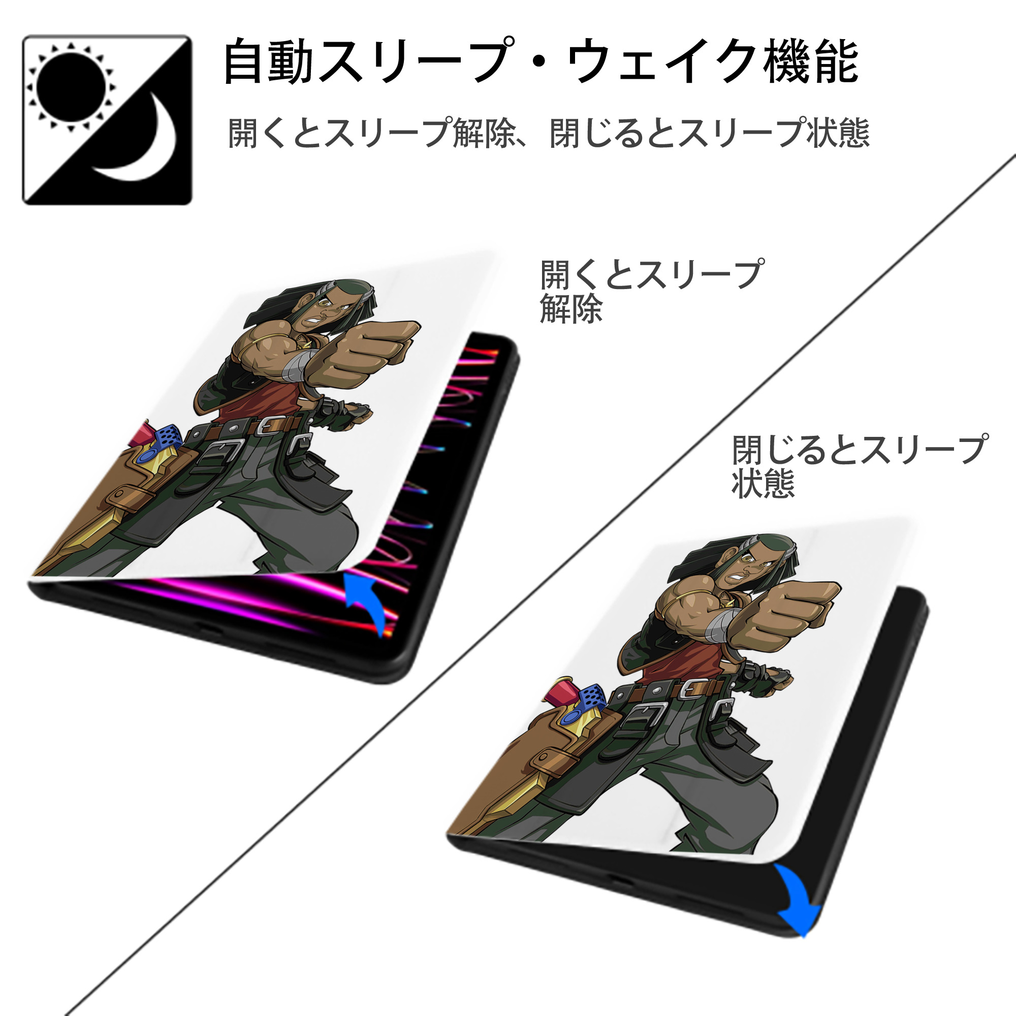 遊☆戯☆王 Yu-Gi-Oh! IPad ケース ペン収納付き 三つ折りスタンド PUレザー×シリコン 対応機種9.5/10.5/10.9インチ