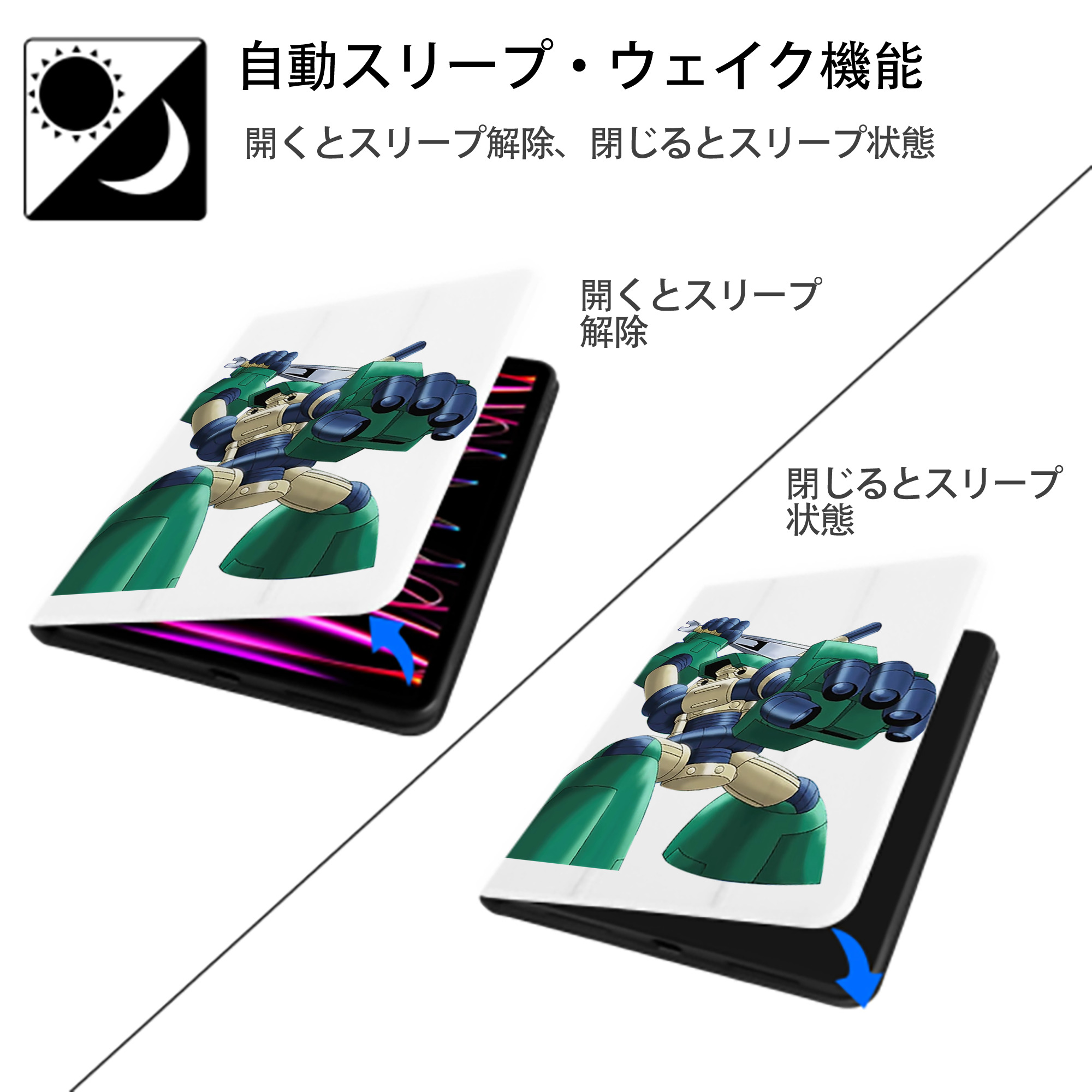 遊☆戯☆王 Yu-Gi-Oh! IPad ケース ペン収納付き 三つ折りスタンド PUレザー×シリコン 対応機種9.5/10.5/10.9インチ