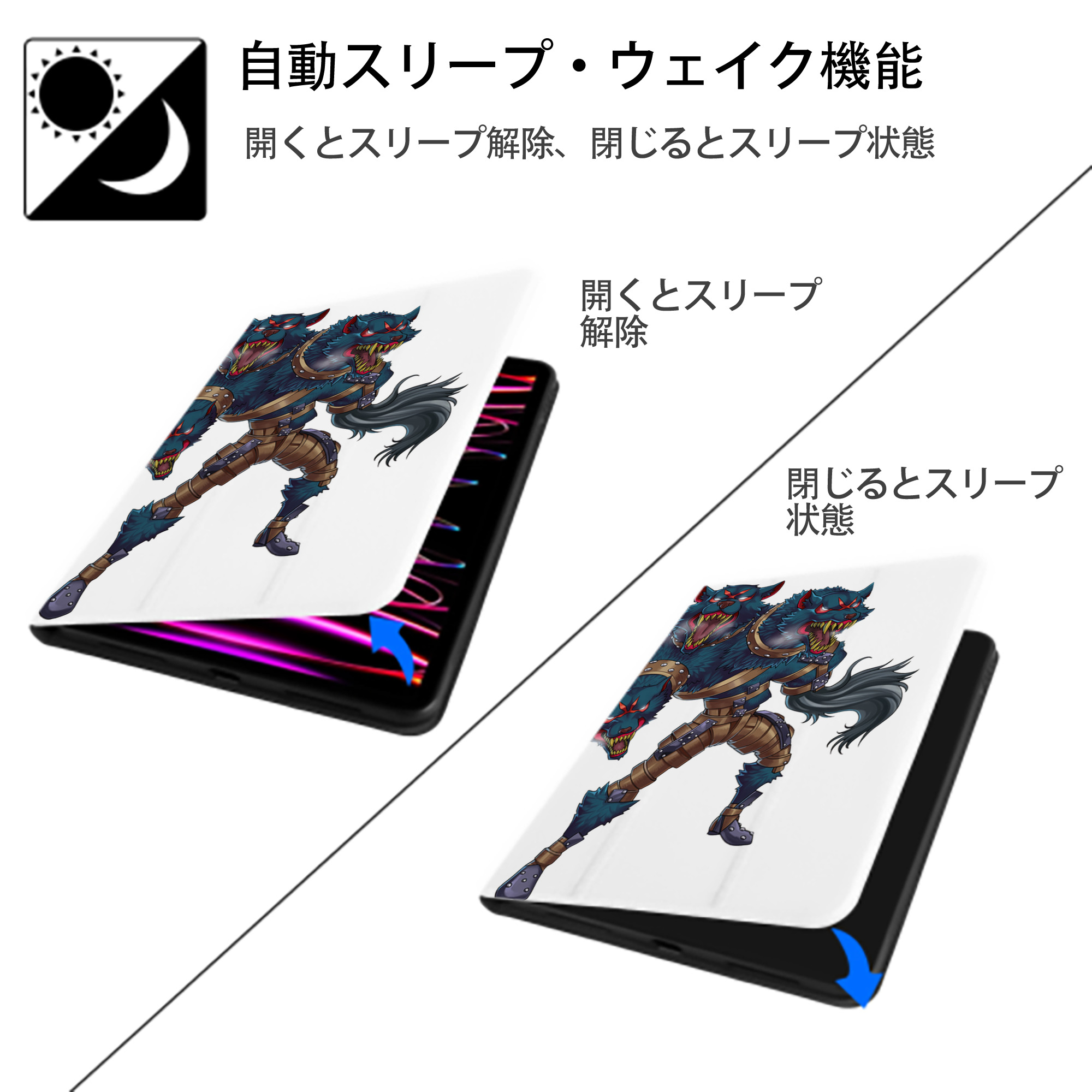 遊☆戯☆王 Yu-Gi-Oh! IPad ケース ペン収納付き 三つ折りスタンド PUレザー×シリコン 対応機種9.5/10.5/10.9インチ