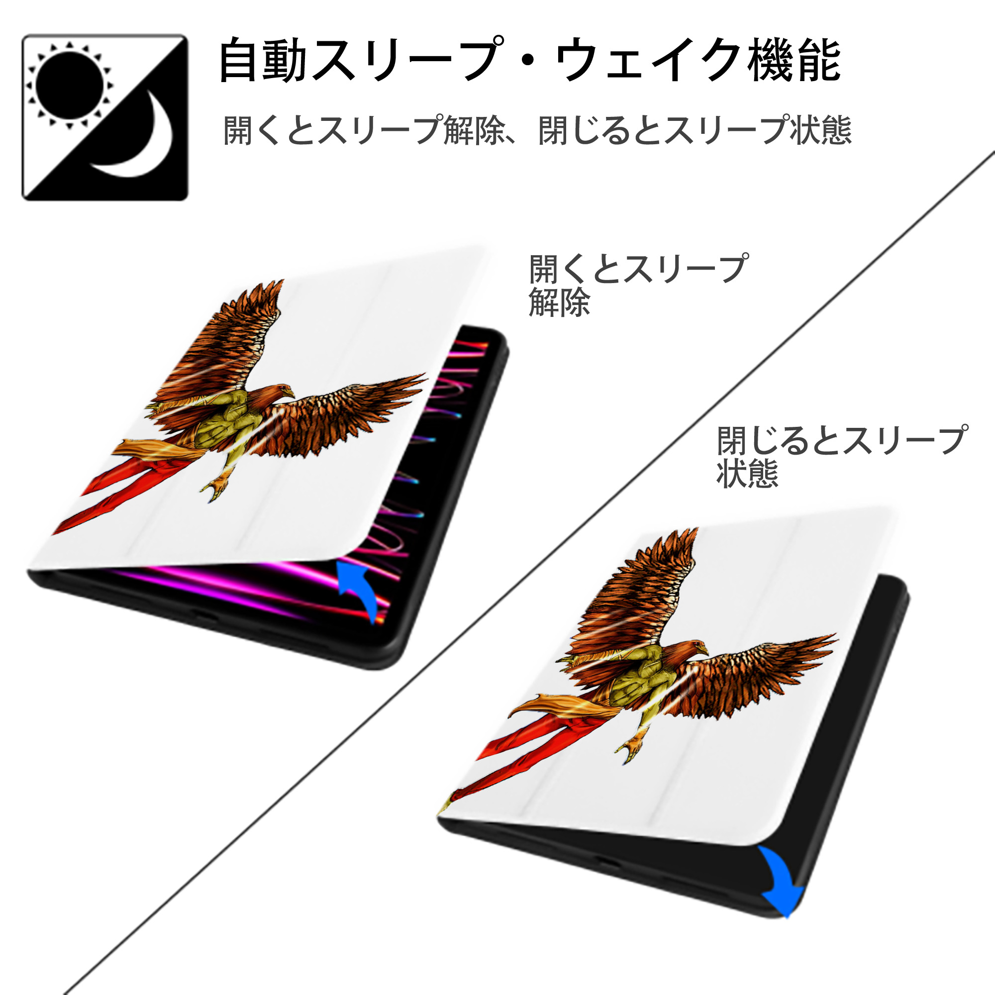 遊☆戯☆王 Yu-Gi-Oh! IPad ケース ペン収納付き 三つ折りスタンド PUレザー×シリコン 対応機種9.5/10.5/10.9インチ