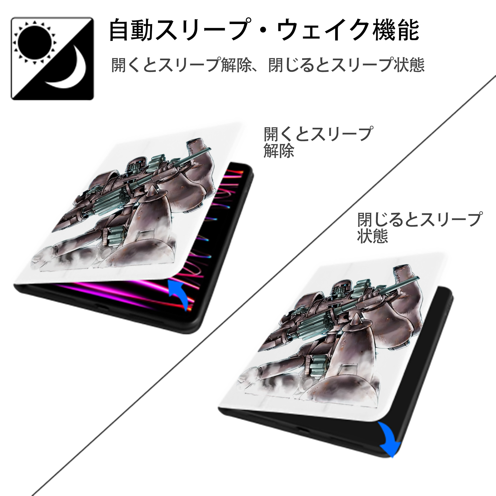 遊☆戯☆王 Yu-Gi-Oh! IPad ケース ペン収納付き 三つ折りスタンド PUレザー×シリコン 対応機種9.5/10.5/10.9インチ