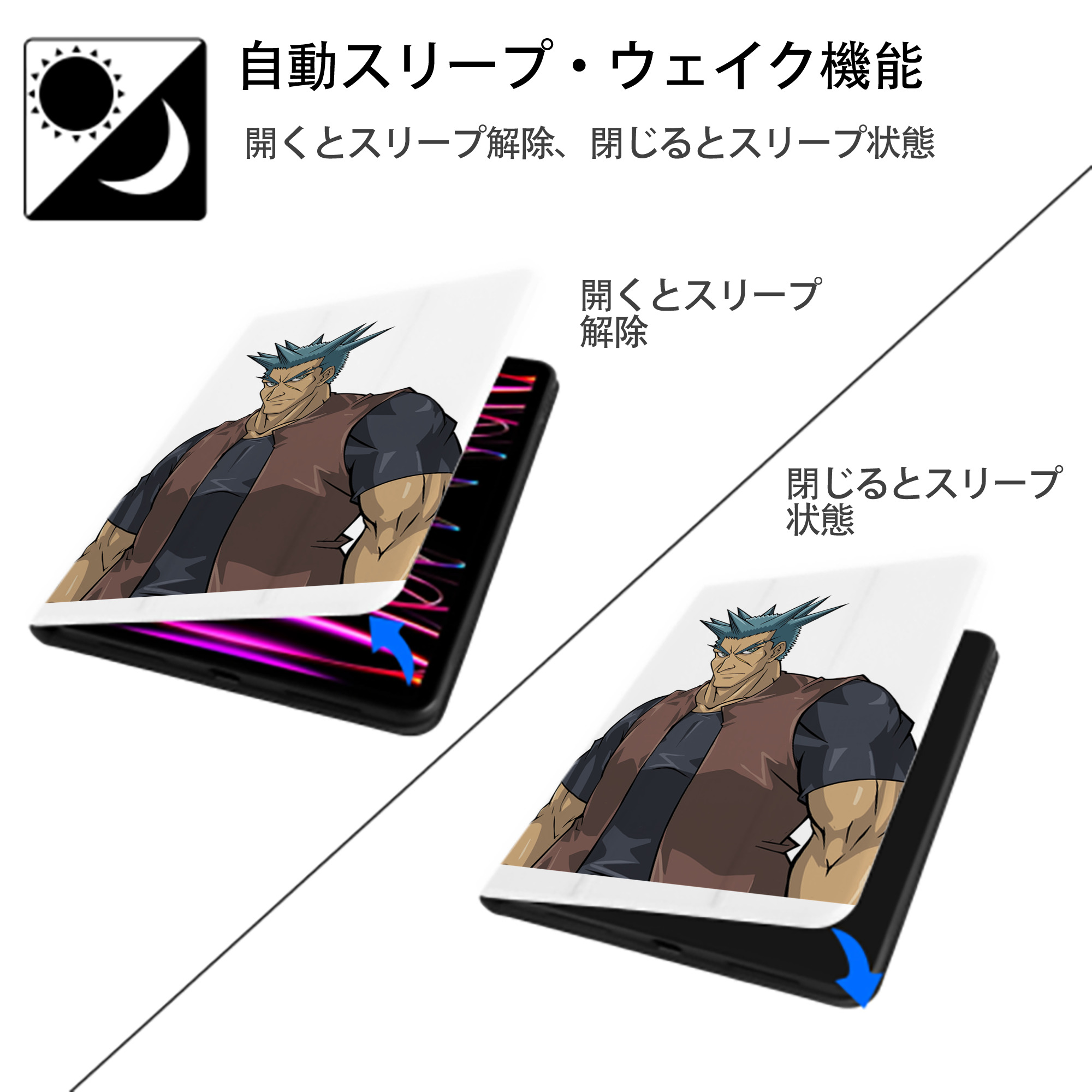遊☆戯☆王 Yu-Gi-Oh! IPad ケース ペン収納付き 三つ折りスタンド PUレザー×シリコン 対応機種9.5/10.5/10.9インチ