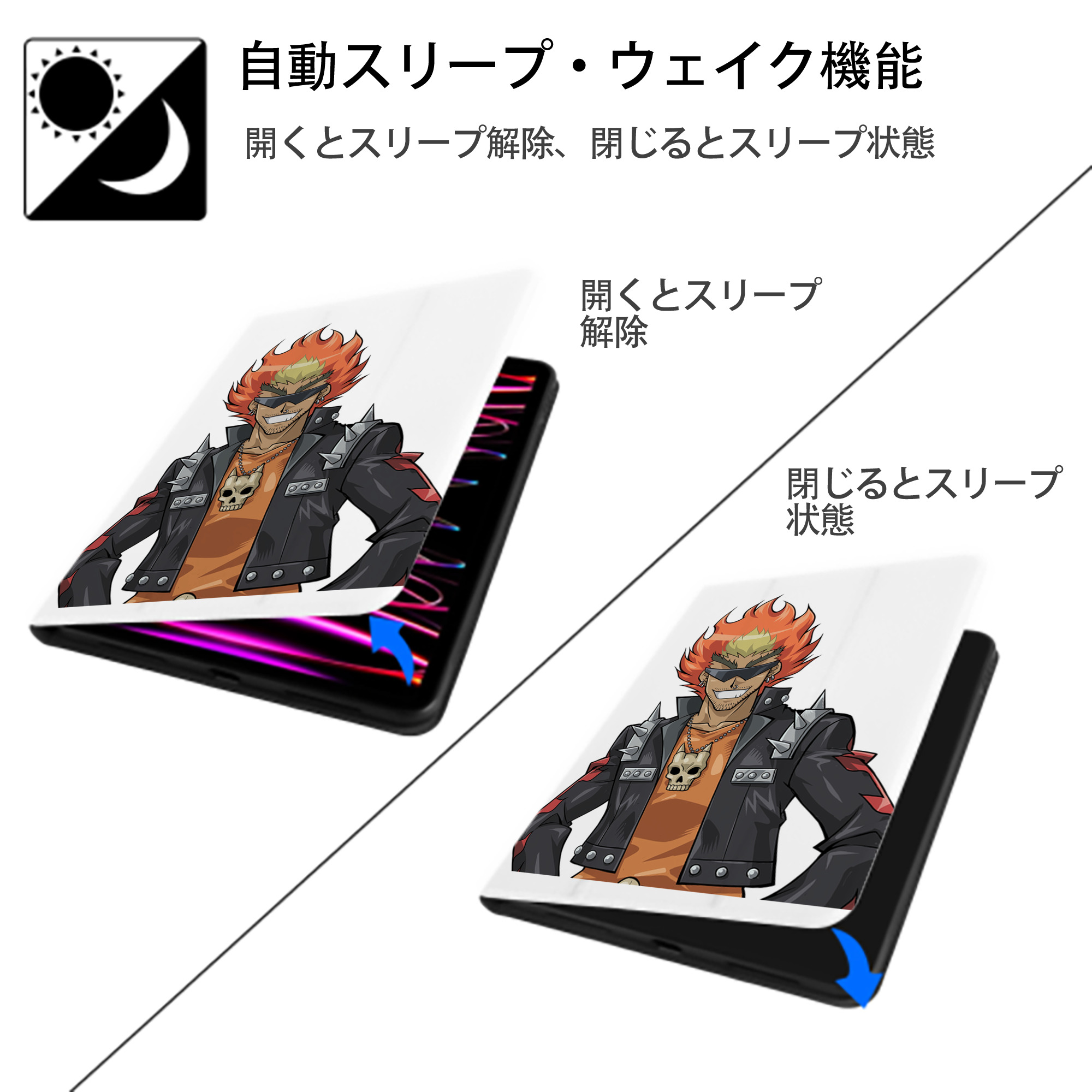 遊☆戯☆王 Yu-Gi-Oh! IPad ケース ペン収納付き 三つ折りスタンド PUレザー×シリコン 対応機種9.5/10.5/10.9インチ