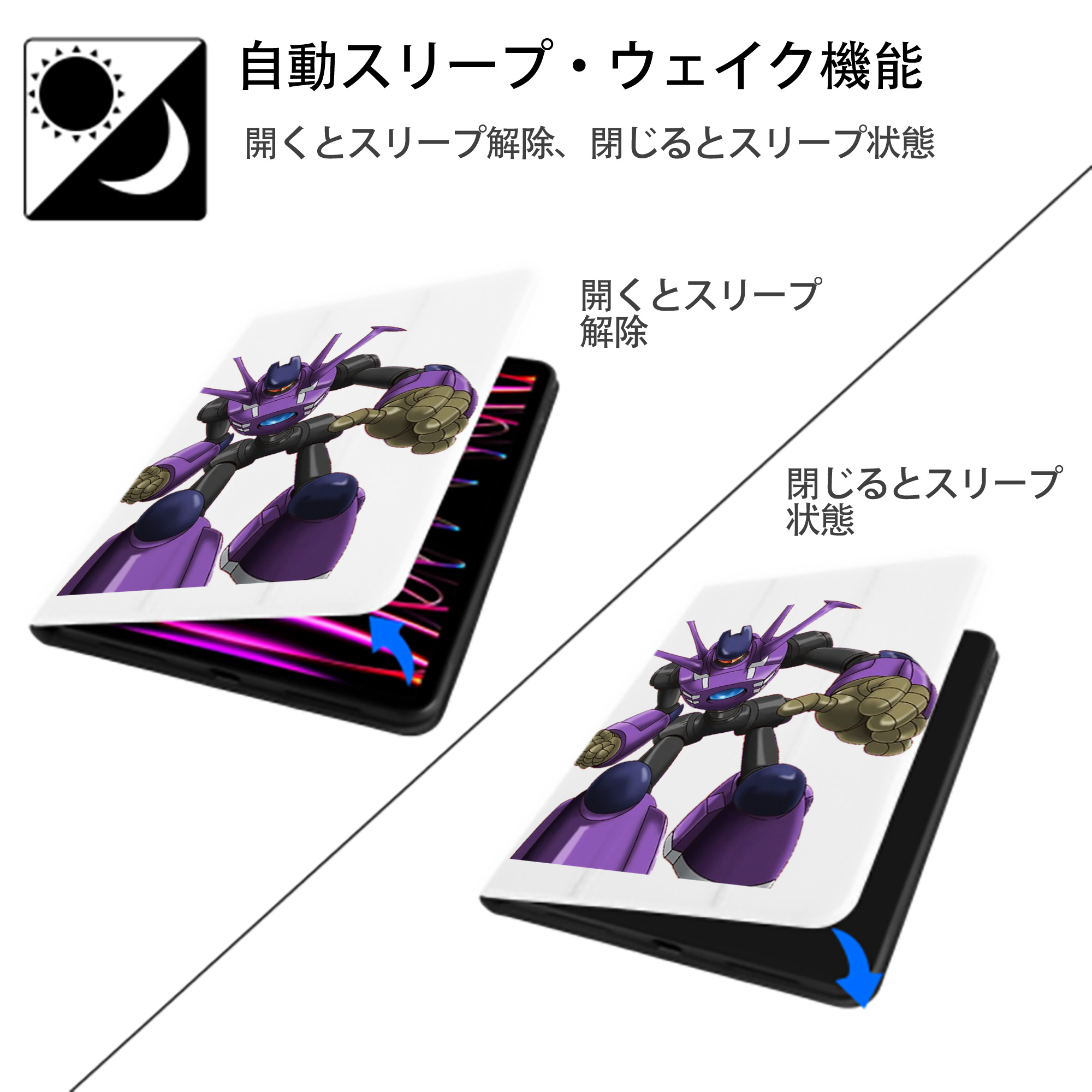 遊☆戯☆王 Yu-Gi-Oh! IPad ケース ペン収納付き 三つ折りスタンド PUレザー×シリコン 対応機種9.5/10.5/10.9インチ