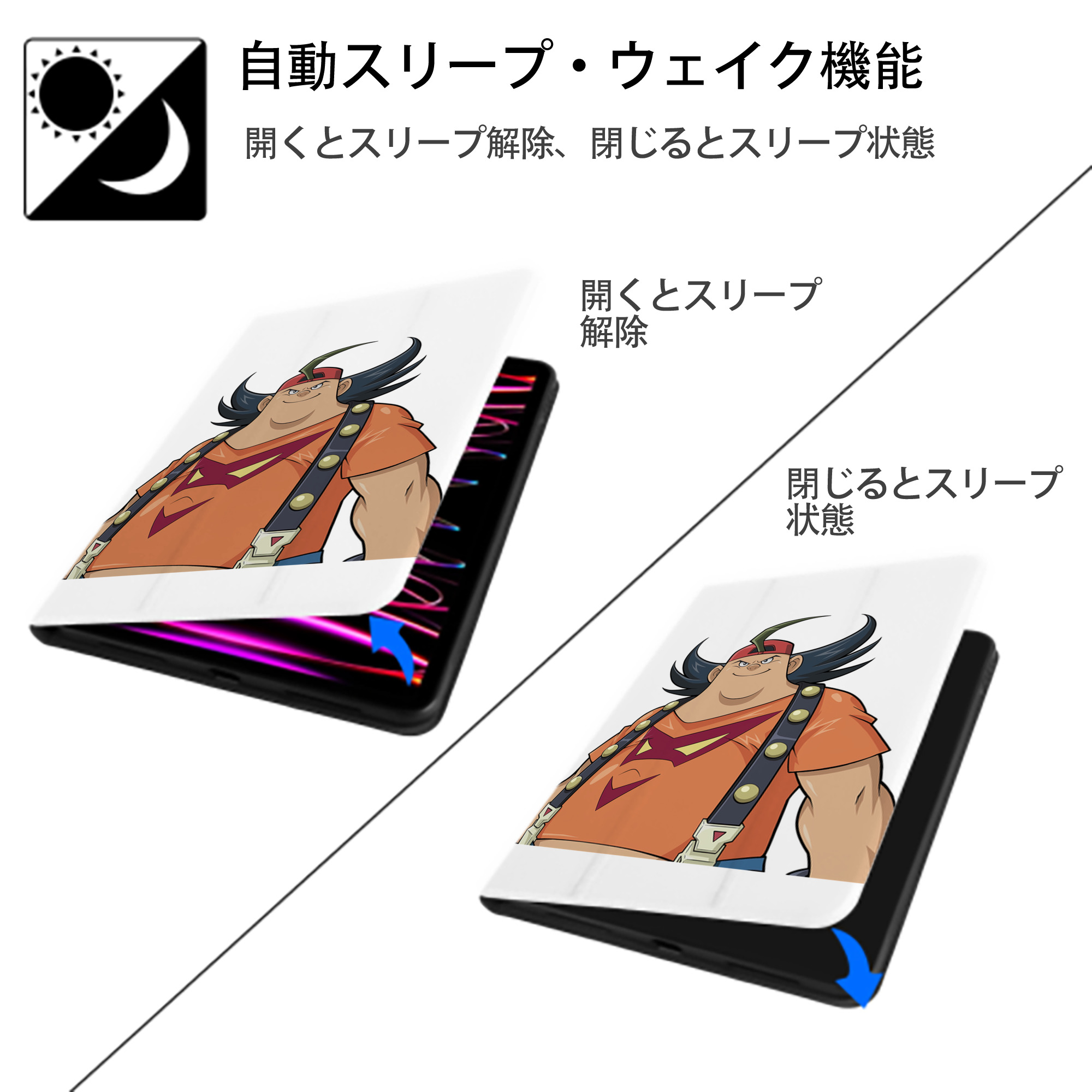 遊☆戯☆王 Yu-Gi-Oh! IPad ケース ペン収納付き 三つ折りスタンド PUレザー×シリコン 対応機種9.5/10.5/10.9インチ