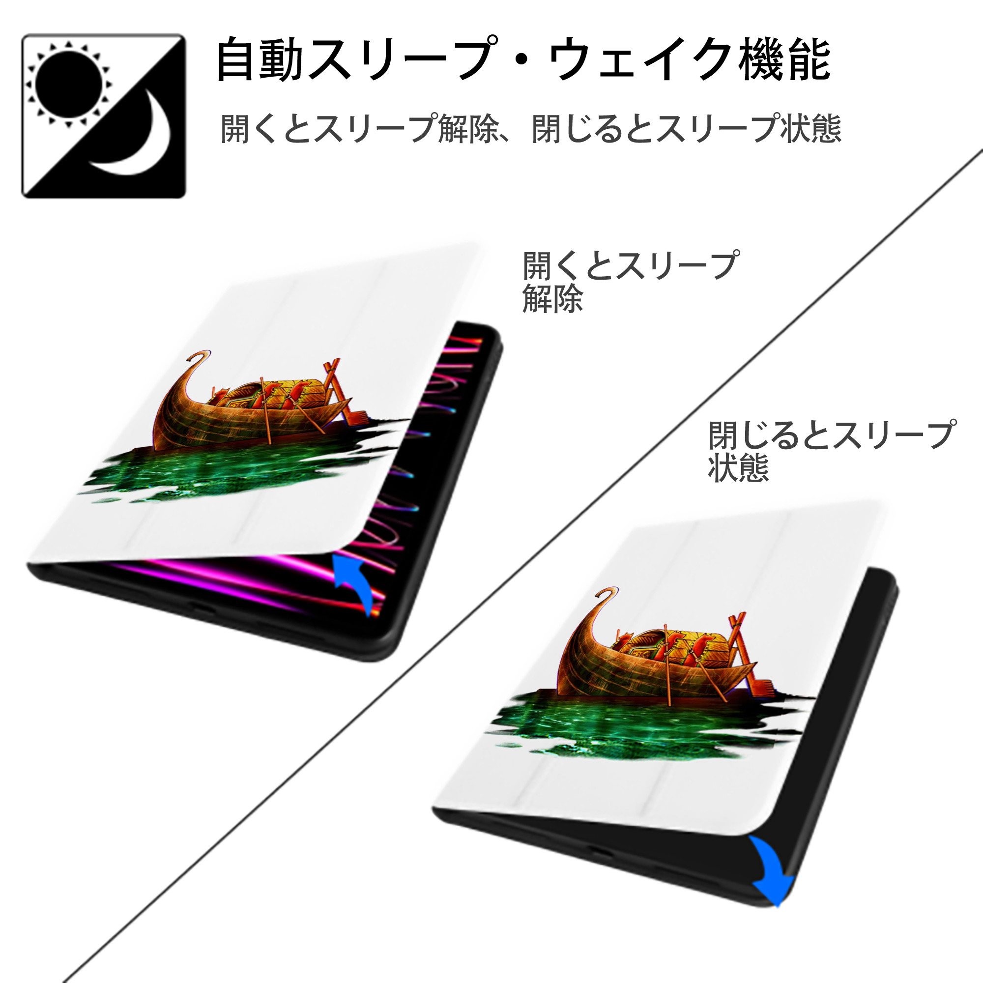遊☆戯☆王 Yu-Gi-Oh! IPad ケース ペン収納付き 三つ折りスタンド PUレザー×シリコン 対応機種9.5/10.5/10.9インチ