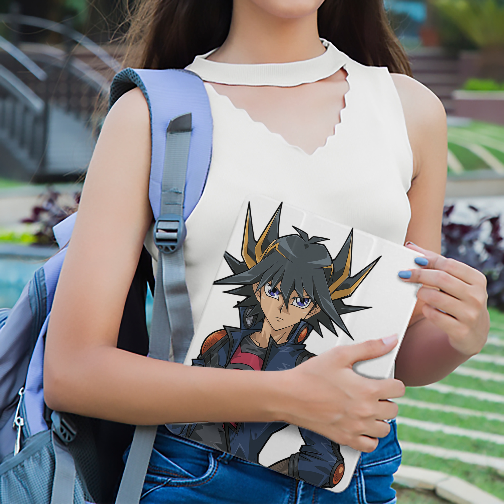 遊☆戯☆王 Yu-Gi-Oh! IPad ケース ペン収納付き 三つ折りスタンド PUレザー×シリコン 対応機種9.5/10.5/10.9インチ