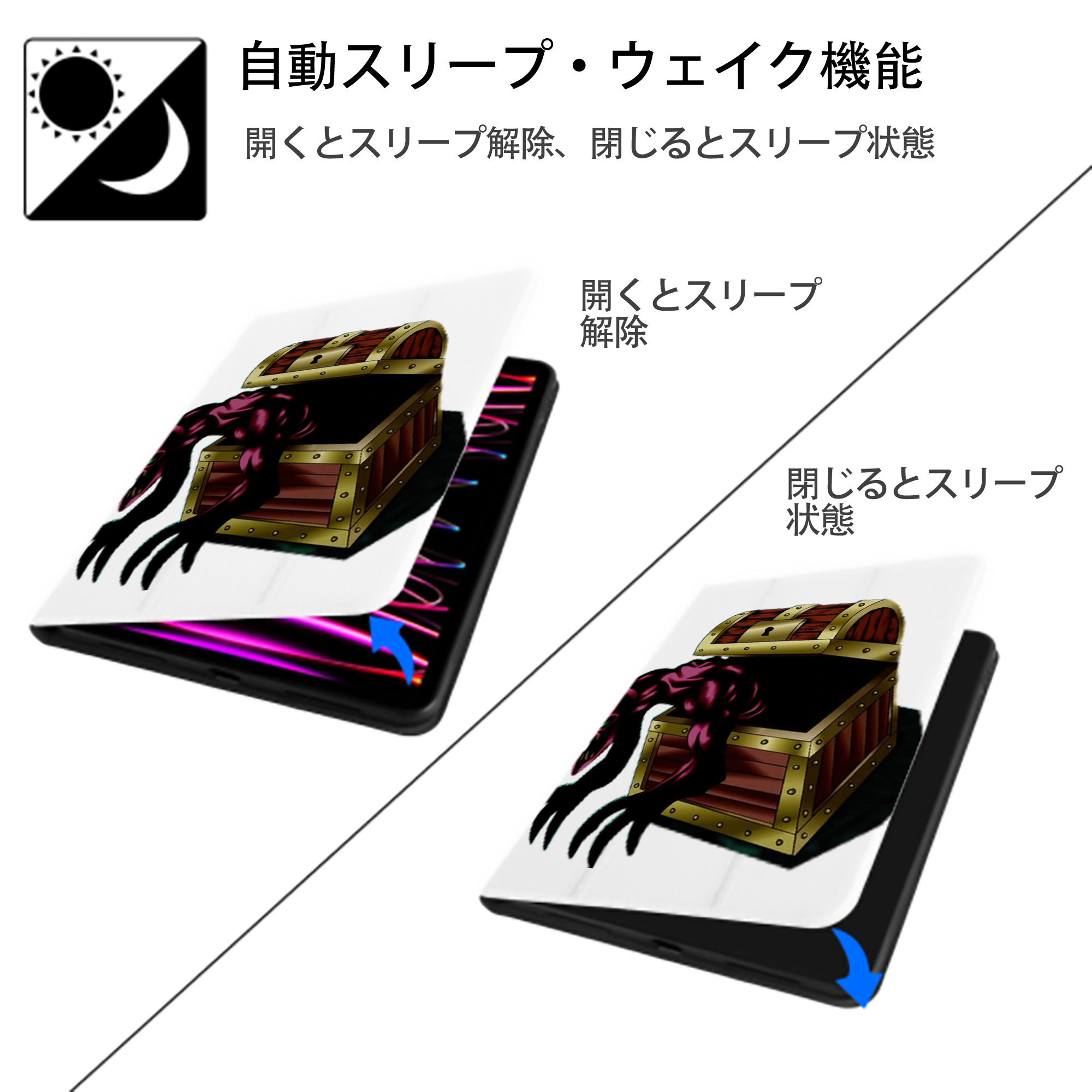遊☆戯☆王 Yu-Gi-Oh! IPad ケース ペン収納付き 三つ折りスタンド PUレザー×シリコン 対応機種9.5/10.5/10.9インチ