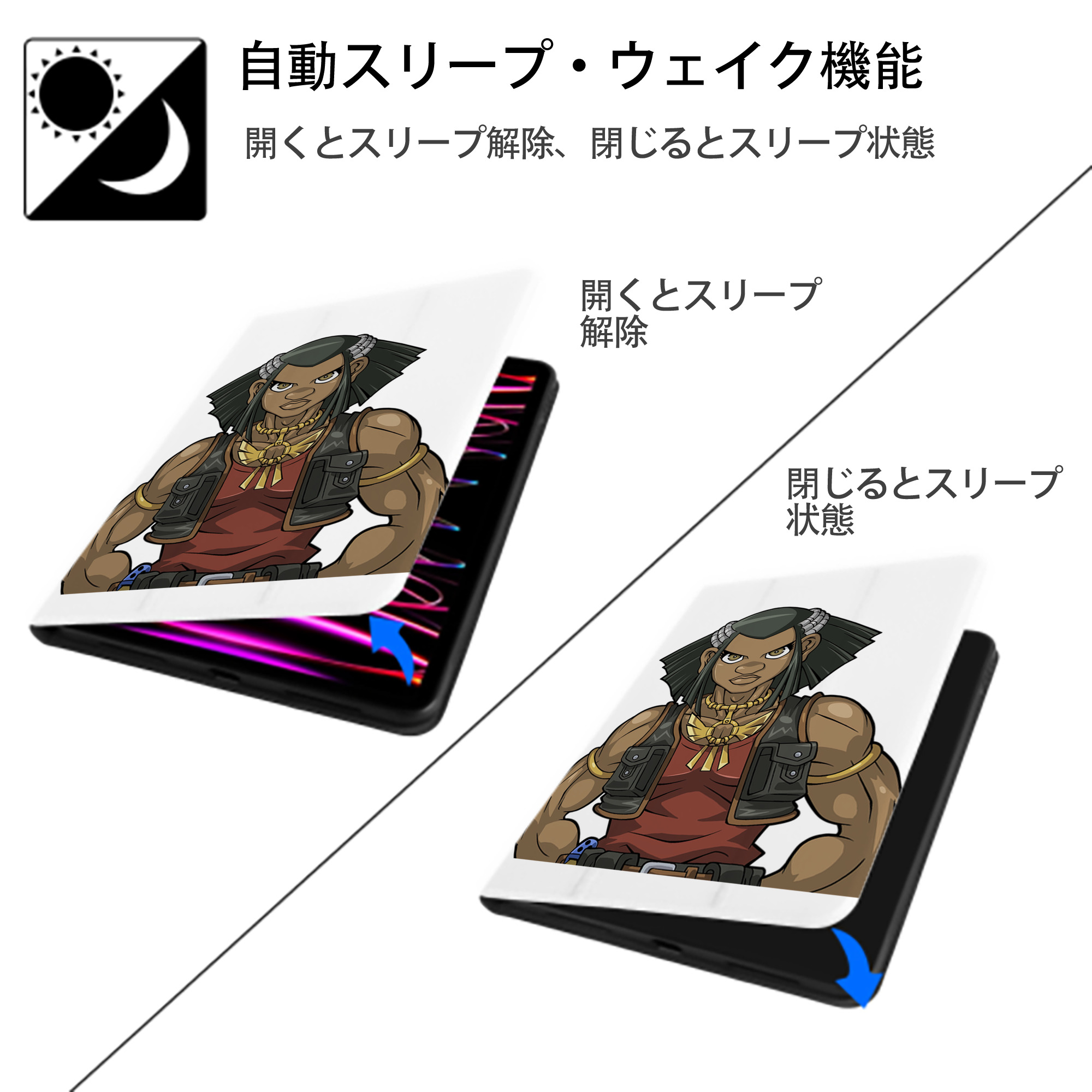 遊☆戯☆王 Yu-Gi-Oh! IPad ケース ペン収納付き 三つ折りスタンド PUレザー×シリコン 対応機種9.5/10.5/10.9インチ