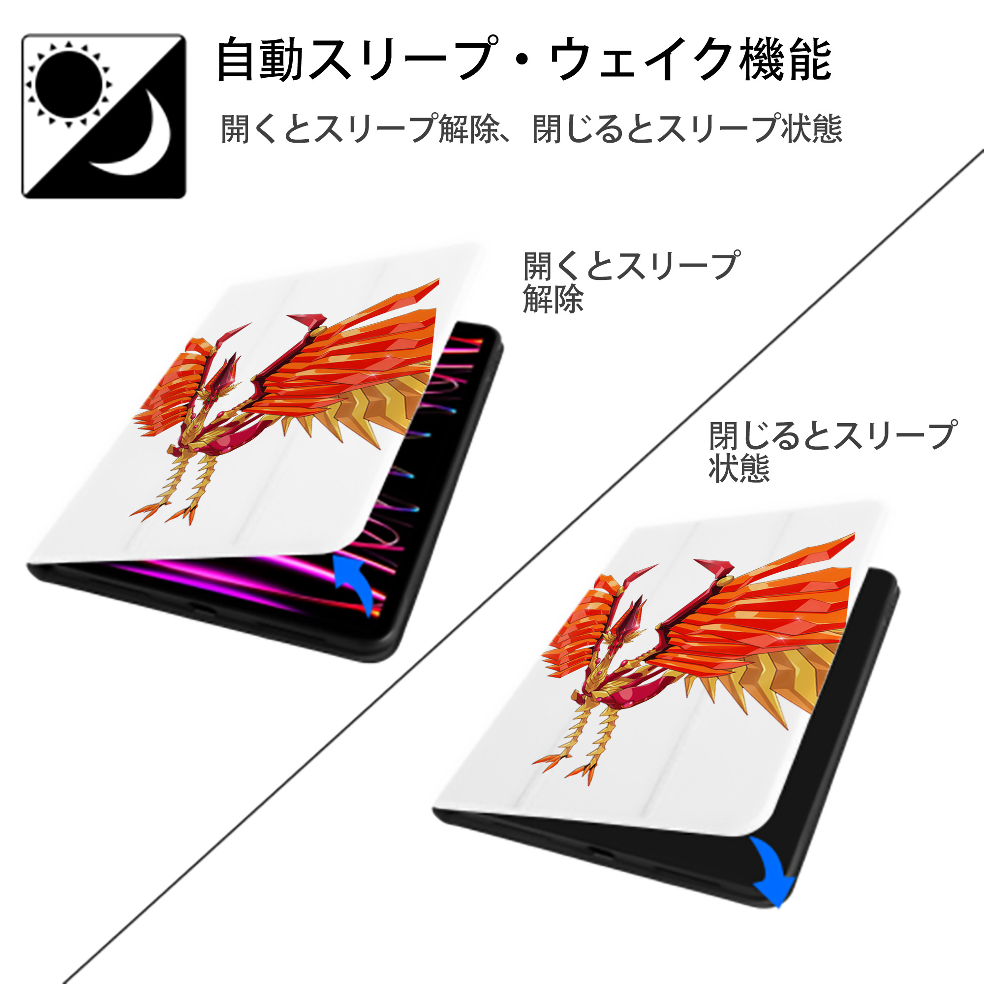遊☆戯☆王 Yu-Gi-Oh! IPad ケース ペン収納付き 三つ折りスタンド PUレザー×シリコン 対応機種9.5/10.5/10.9インチ