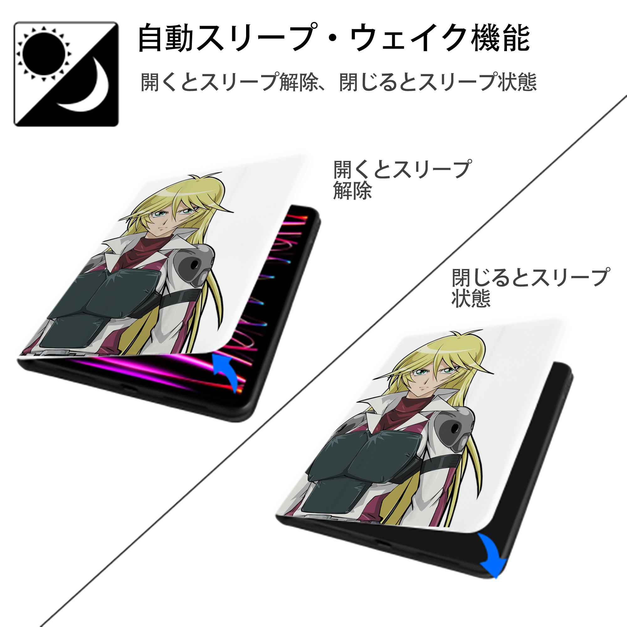 遊☆戯☆王 Yu-Gi-Oh! IPad ケース ペン収納付き 三つ折りスタンド PUレザー×シリコン 対応機種9.5/10.5/10.9インチ