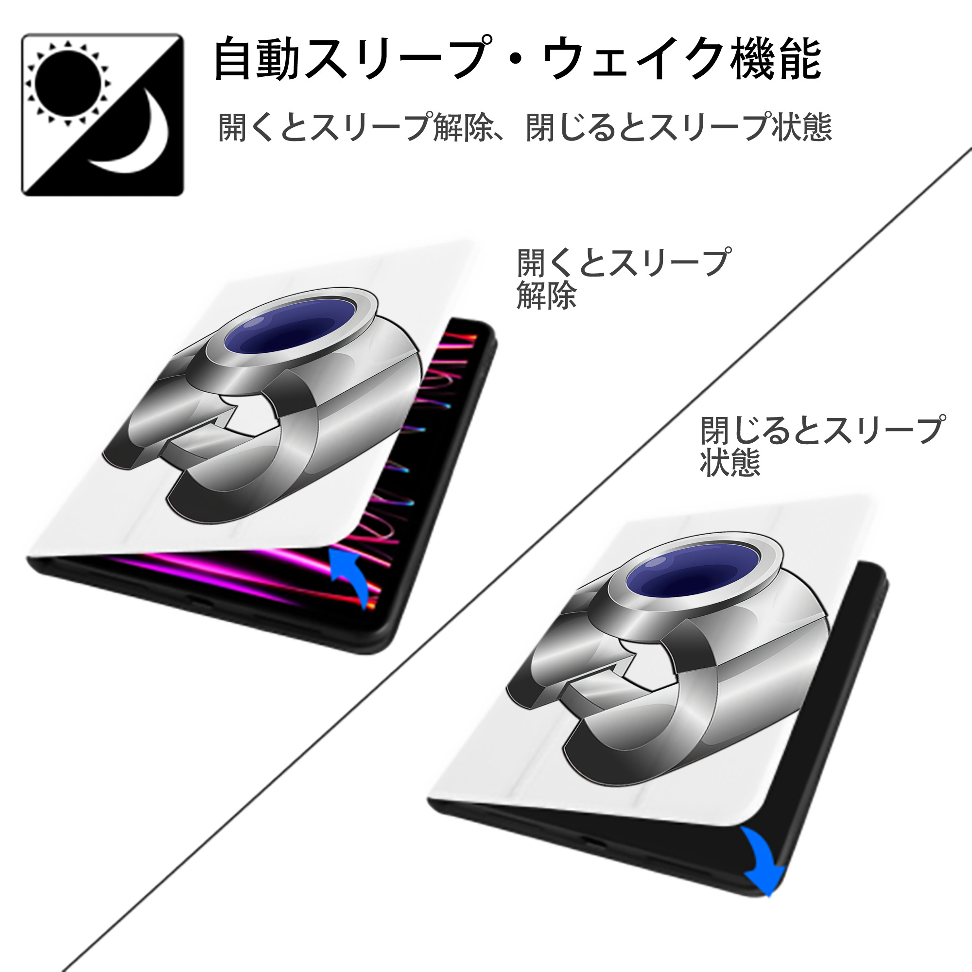 遊☆戯☆王 Yu-Gi-Oh! IPad ケース ペン収納付き 三つ折りスタンド PUレザー×シリコン 対応機種9.5/10.5/10.9インチ