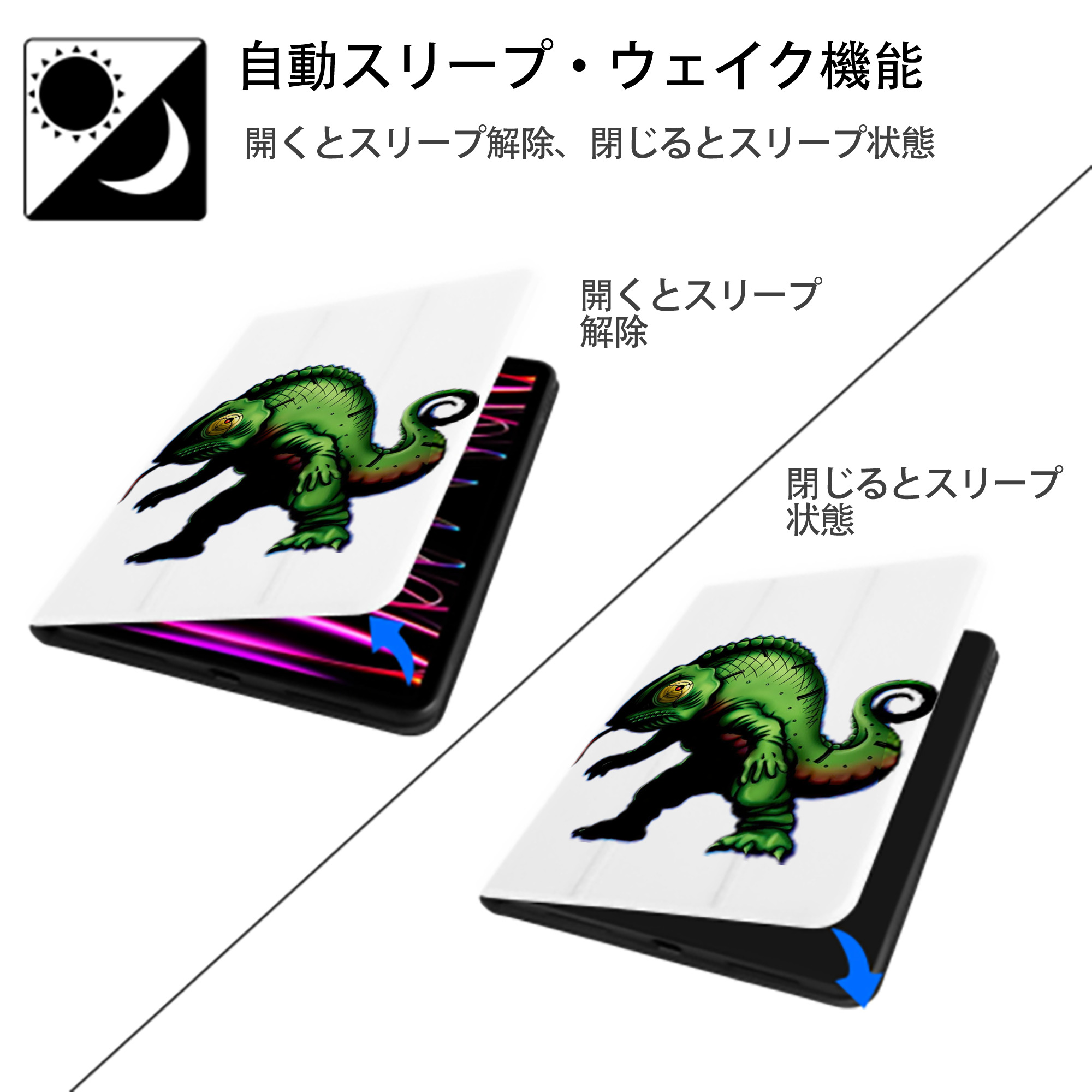 遊☆戯☆王 Yu-Gi-Oh! IPad ケース ペン収納付き 三つ折りスタンド PUレザー×シリコン 対応機種9.5/10.5/10.9インチ
