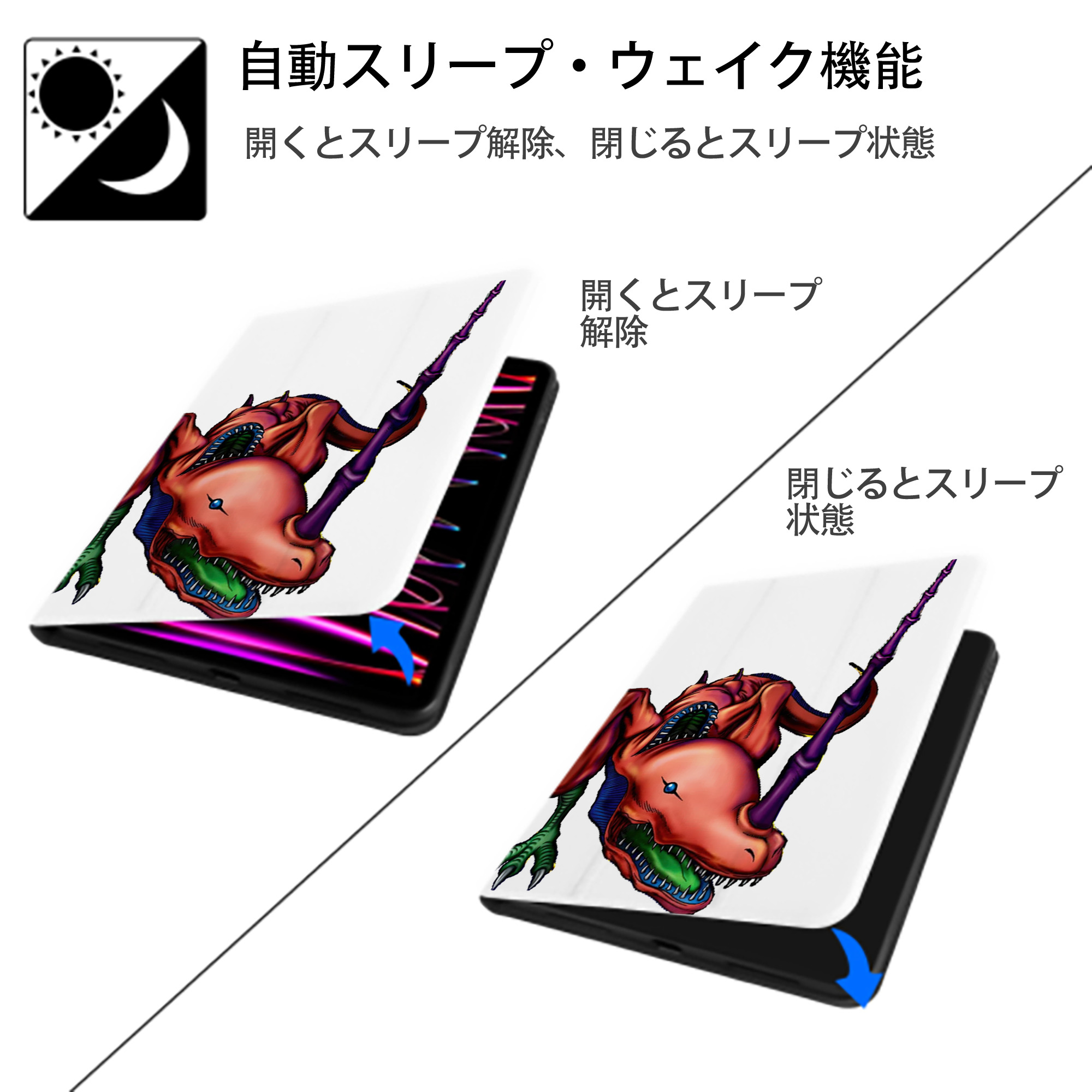 遊☆戯☆王 Yu-Gi-Oh! IPad ケース ペン収納付き 三つ折りスタンド PUレザー×シリコン 対応機種9.5/10.5/10.9インチ