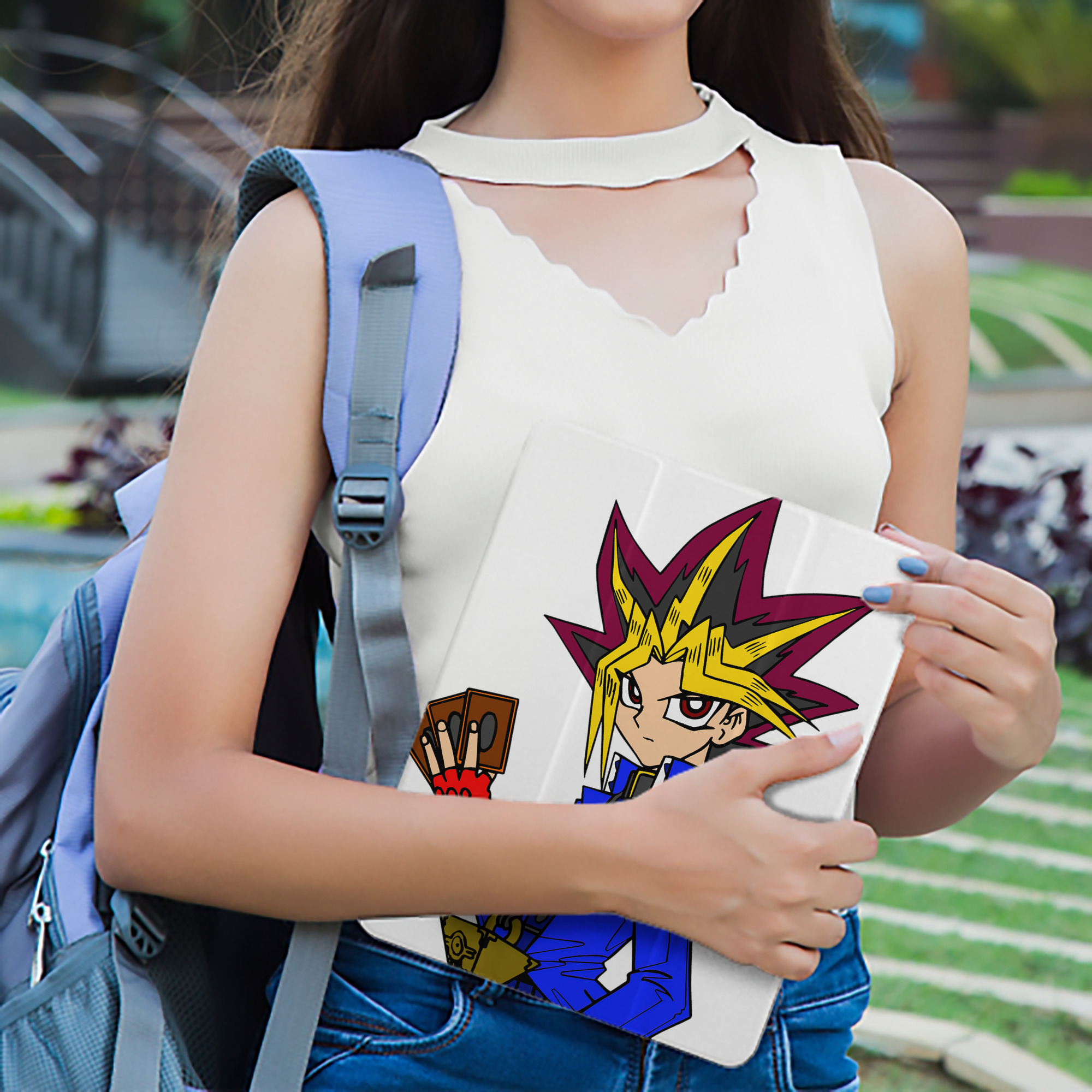遊☆戯☆王 Yu-Gi-Oh! IPad ケース ペン収納付き 三つ折りスタンド PUレザー×シリコン 対応機種9.5/10.5/10.9インチ