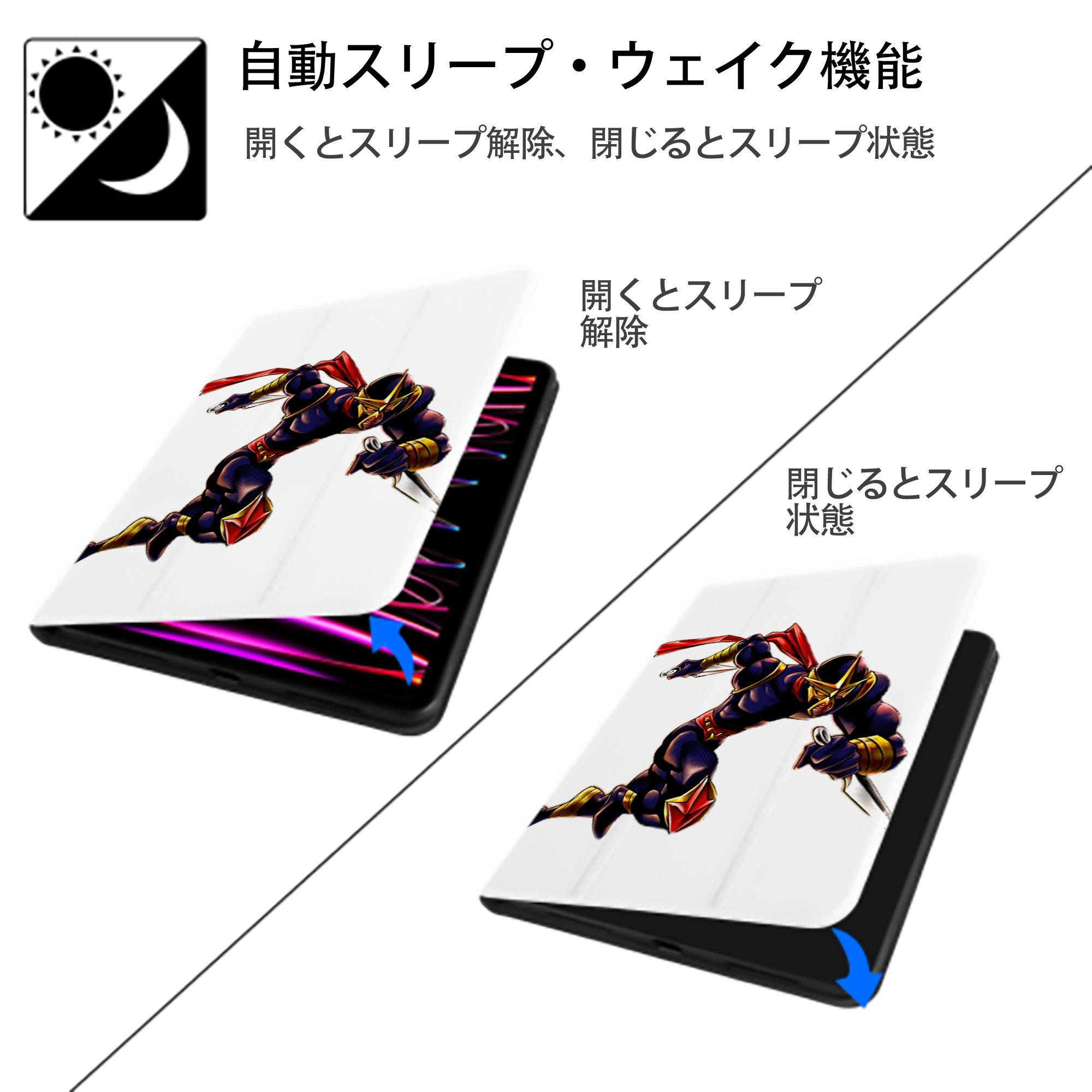 遊☆戯☆王 Yu-Gi-Oh! IPad ケース ペン収納付き 三つ折りスタンド PUレザー×シリコン 対応機種9.5/10.5/10.9インチ
