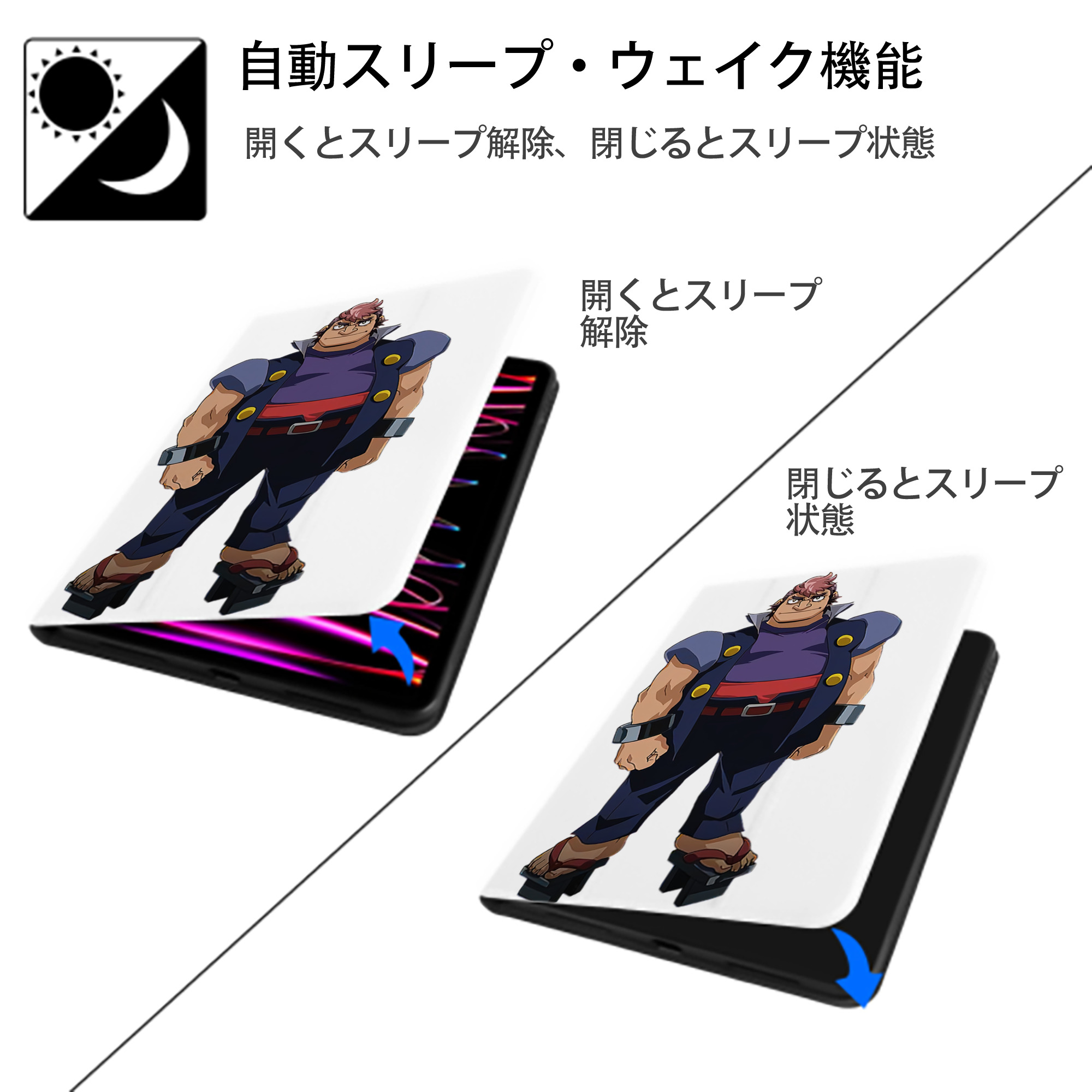 遊☆戯☆王 Yu-Gi-Oh! IPad ケース ペン収納付き 三つ折りスタンド PUレザー×シリコン 対応機種9.5/10.5/10.9インチ