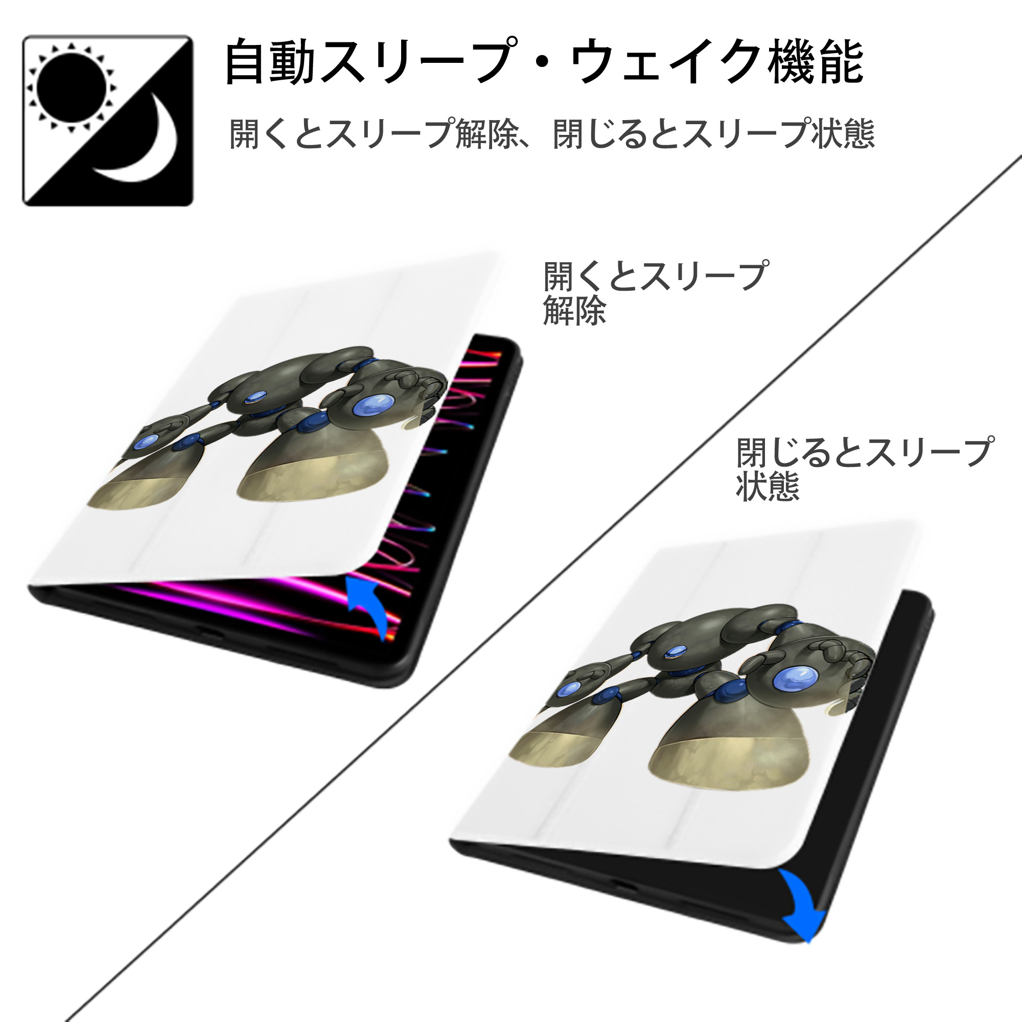 遊☆戯☆王 Yu-Gi-Oh! IPad ケース ペン収納付き 三つ折りスタンド PUレザー×シリコン 対応機種9.5/10.5/10.9インチ