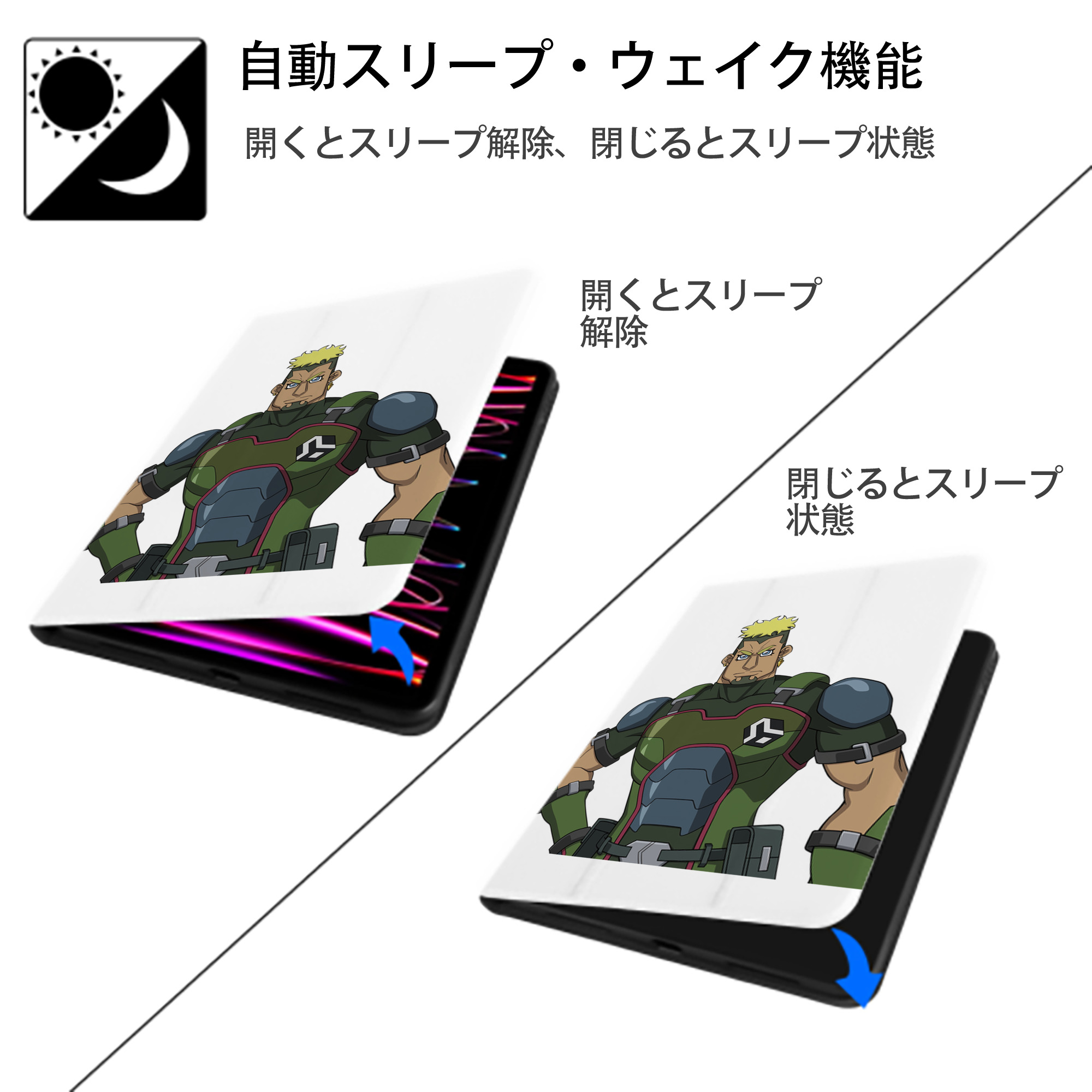 遊☆戯☆王 Yu-Gi-Oh! IPad ケース ペン収納付き 三つ折りスタンド PUレザー×シリコン 対応機種9.5/10.5/10.9インチ