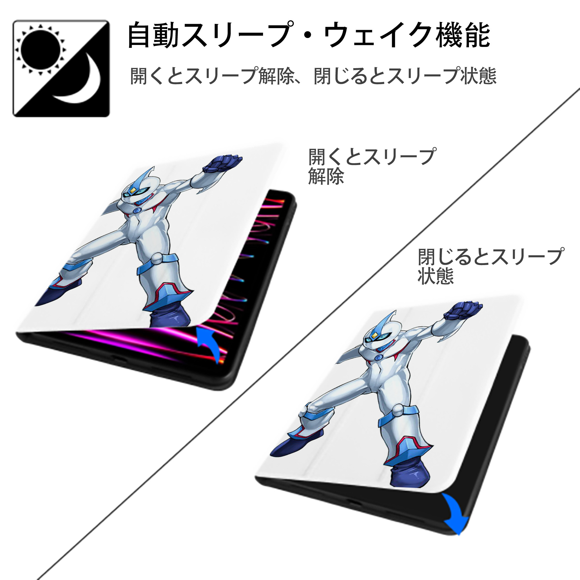 遊☆戯☆王 Yu-Gi-Oh! IPad ケース ペン収納付き 三つ折りスタンド PUレザー×シリコン 対応機種9.5/10.5/10.9インチ