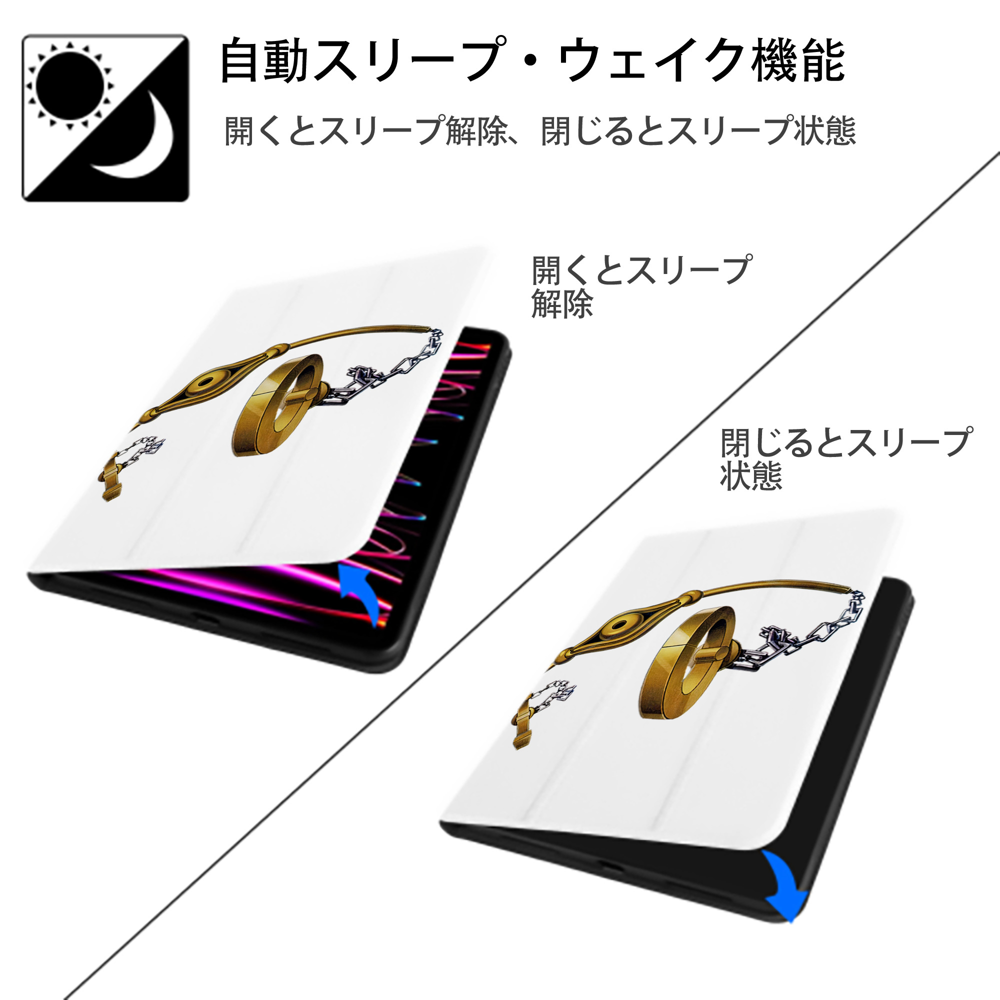 遊☆戯☆王 Yu-Gi-Oh! IPad ケース ペン収納付き 三つ折りスタンド PUレザー×シリコン 対応機種9.5/10.5/10.9インチ