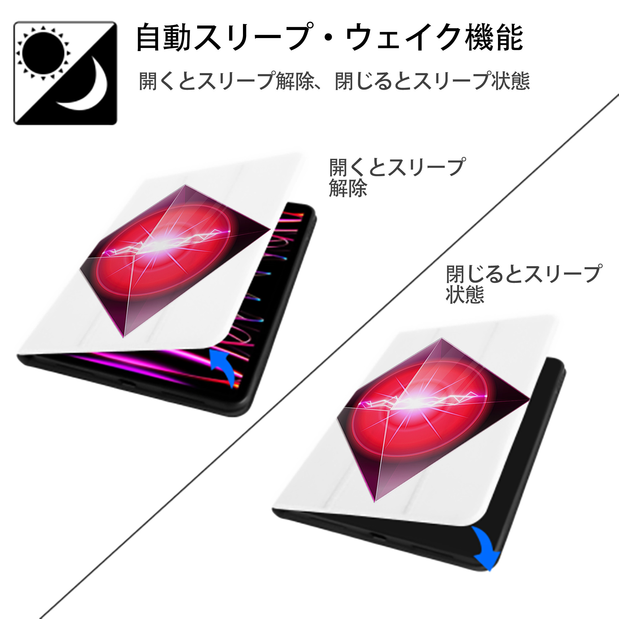 遊☆戯☆王 Yu-Gi-Oh! IPad ケース ペン収納付き 三つ折りスタンド PUレザー×シリコン 対応機種9.5/10.5/10.9インチ