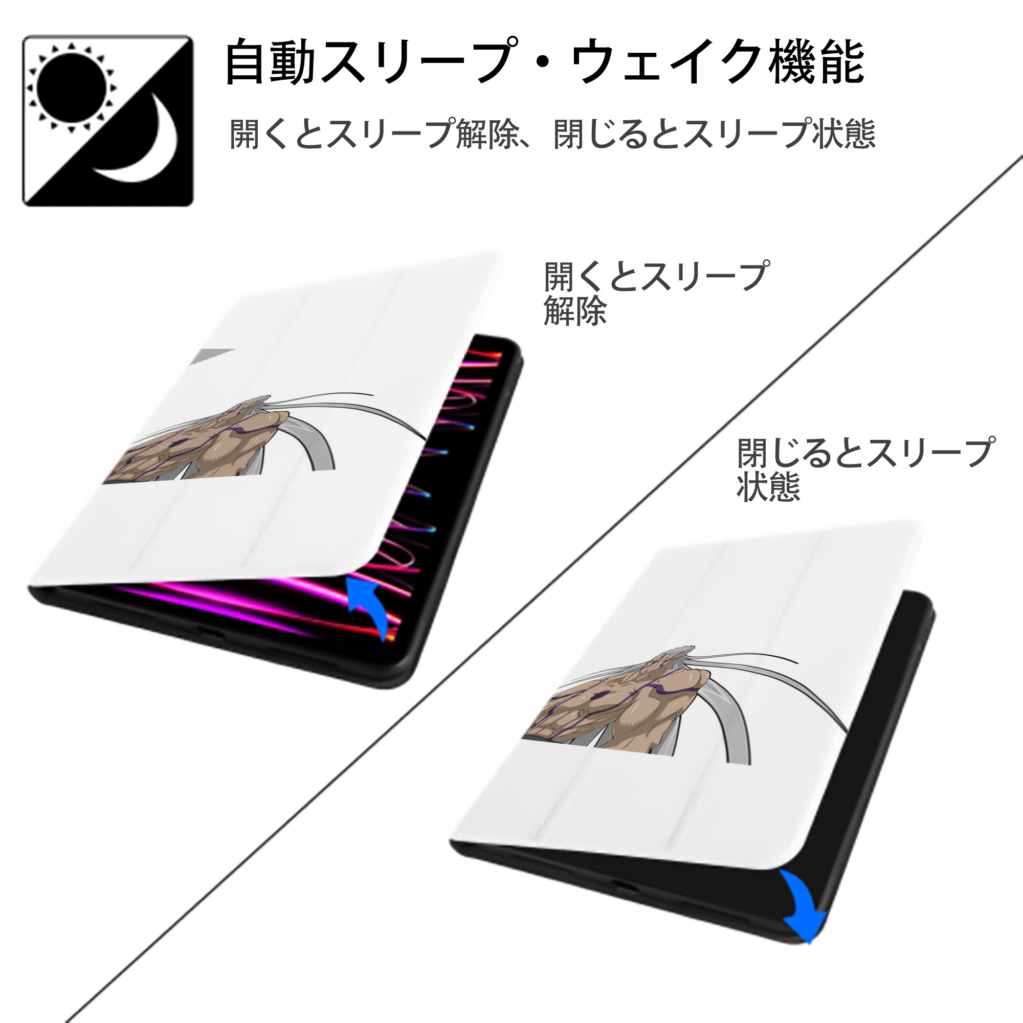 遊☆戯☆王 Yu-Gi-Oh! IPad ケース ペン収納付き 三つ折りスタンド PUレザー×シリコン 対応機種9.5/10.5/10.9インチ