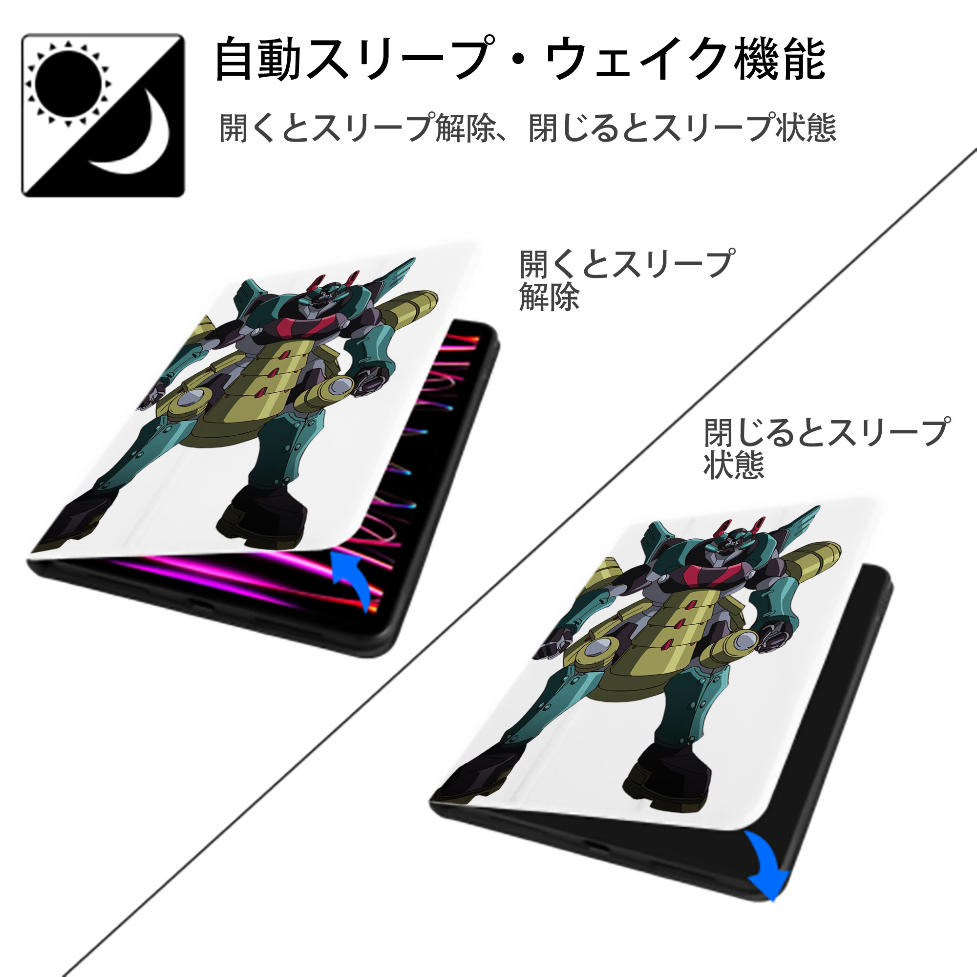 遊☆戯☆王 Yu-Gi-Oh! IPad ケース ペン収納付き 三つ折りスタンド PUレザー×シリコン 対応機種9.5/10.5/10.9インチ