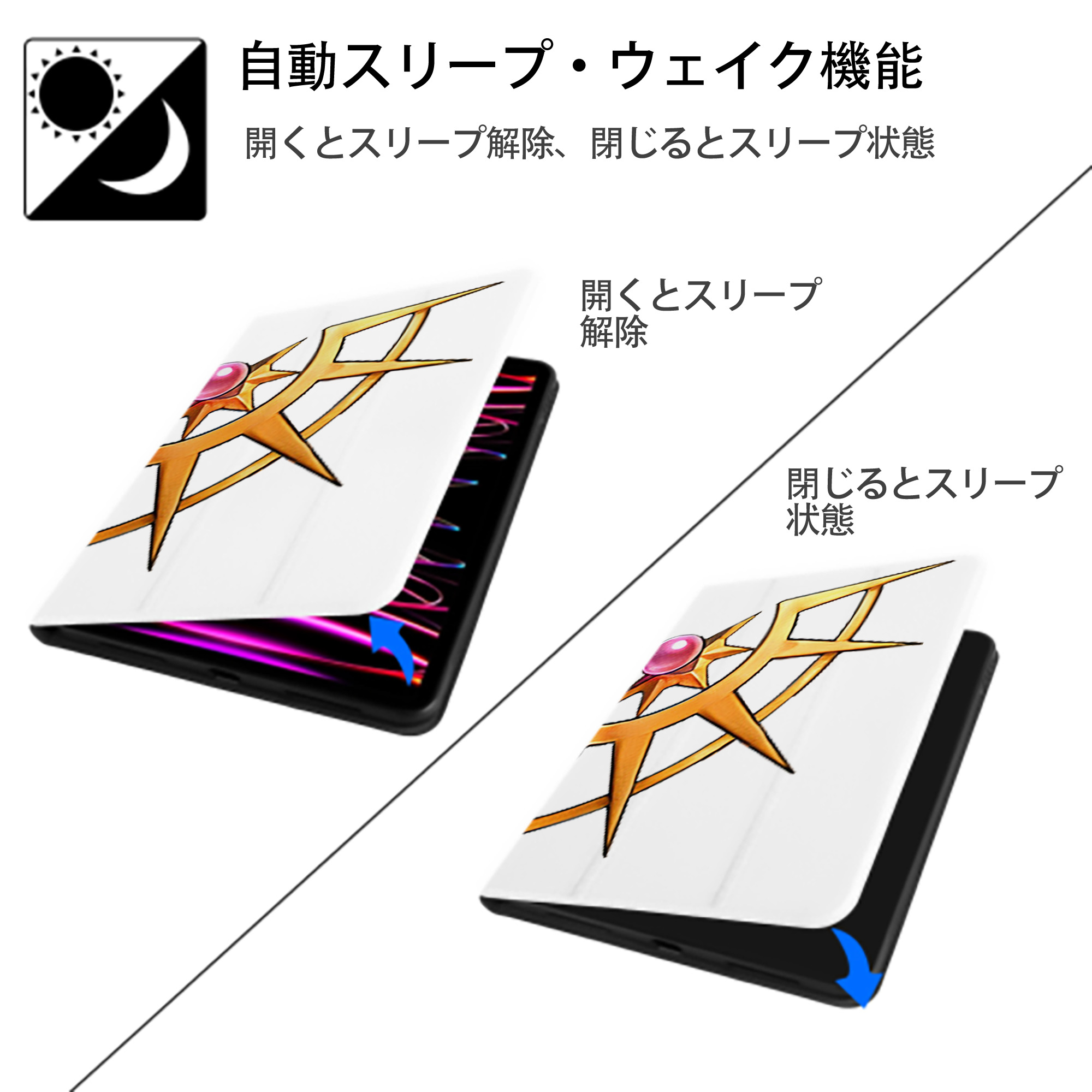遊☆戯☆王 Yu-Gi-Oh! IPad ケース ペン収納付き 三つ折りスタンド PUレザー×シリコン 対応機種9.5/10.5/10.9インチ