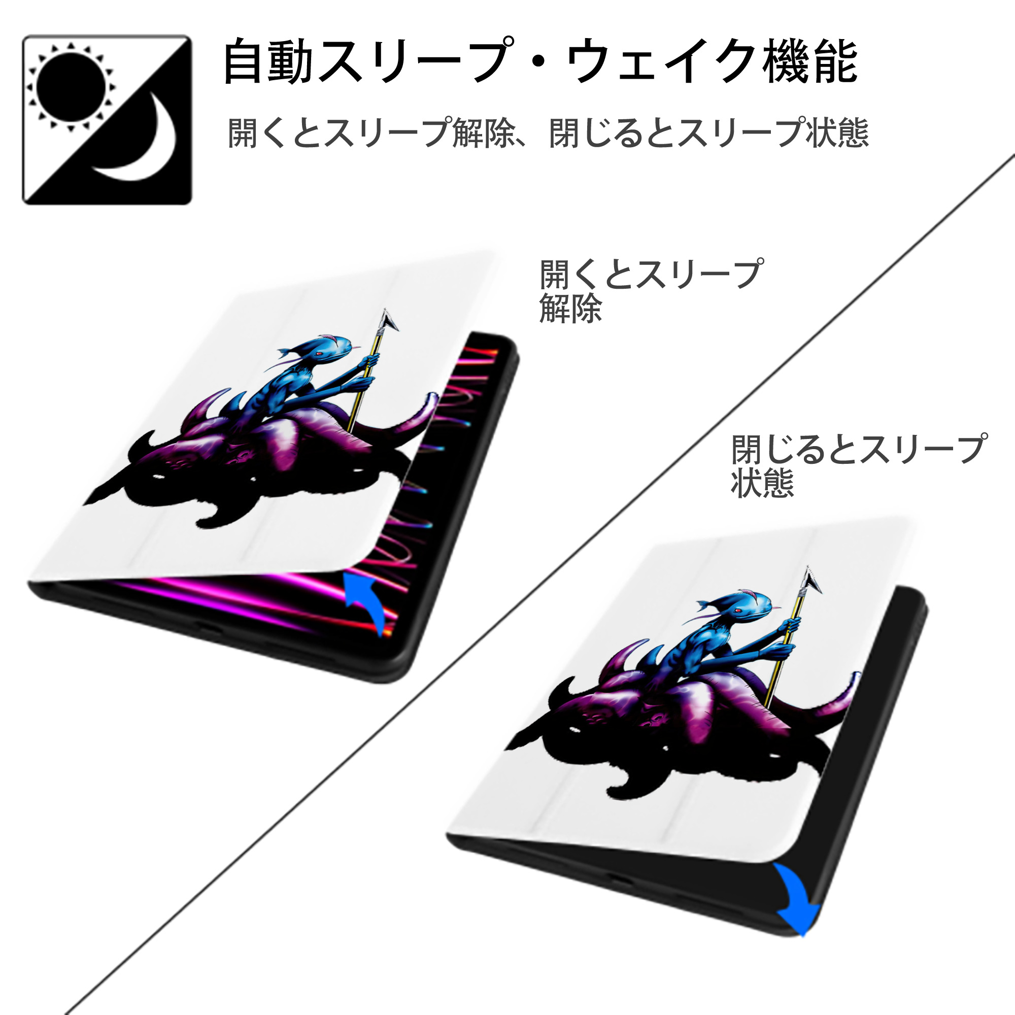 遊☆戯☆王 Yu-Gi-Oh! IPad ケース ペン収納付き 三つ折りスタンド PUレザー×シリコン 対応機種9.5/10.5/10.9インチ