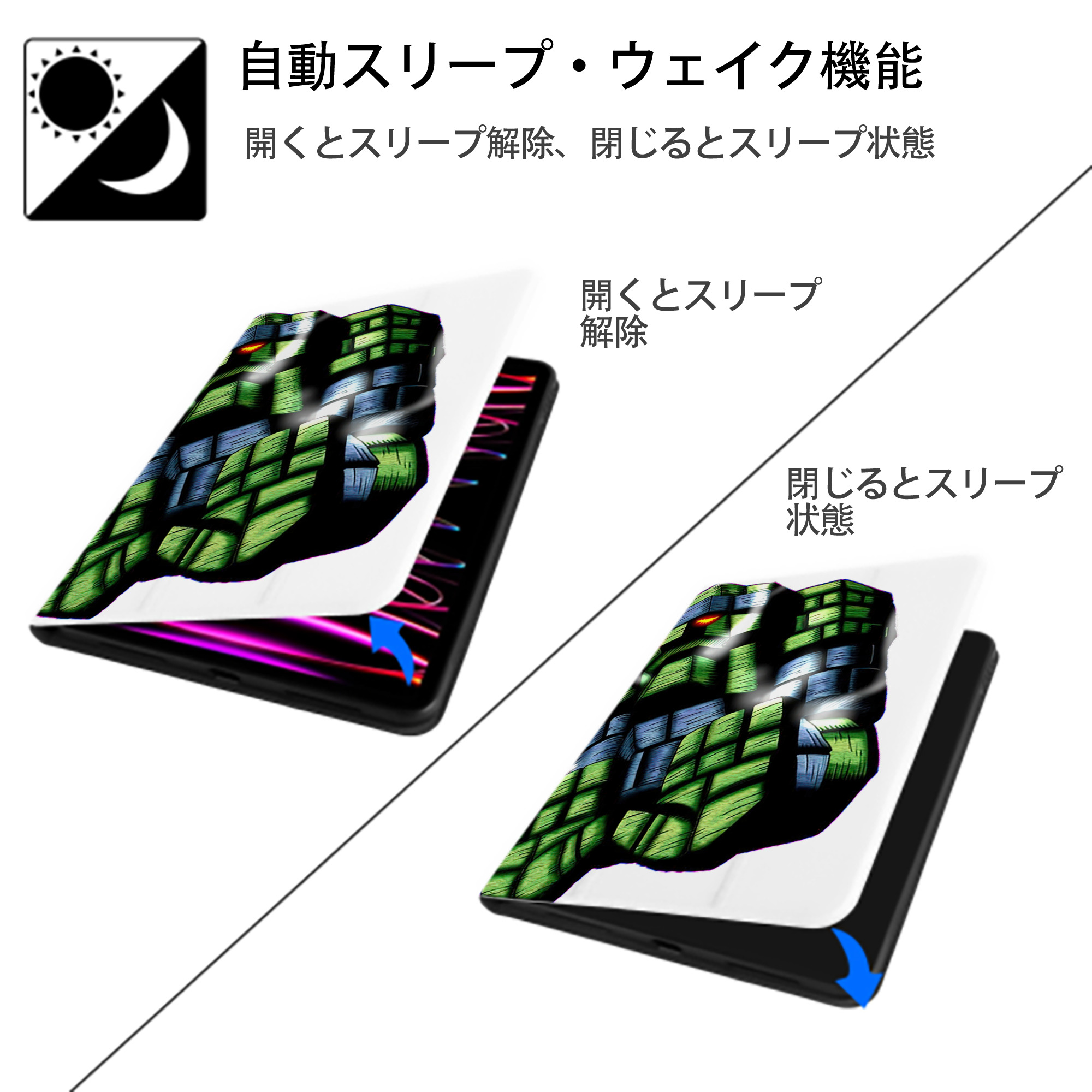 遊☆戯☆王 Yu-Gi-Oh! IPad ケース ペン収納付き 三つ折りスタンド PUレザー×シリコン 対応機種9.5/10.5/10.9インチ