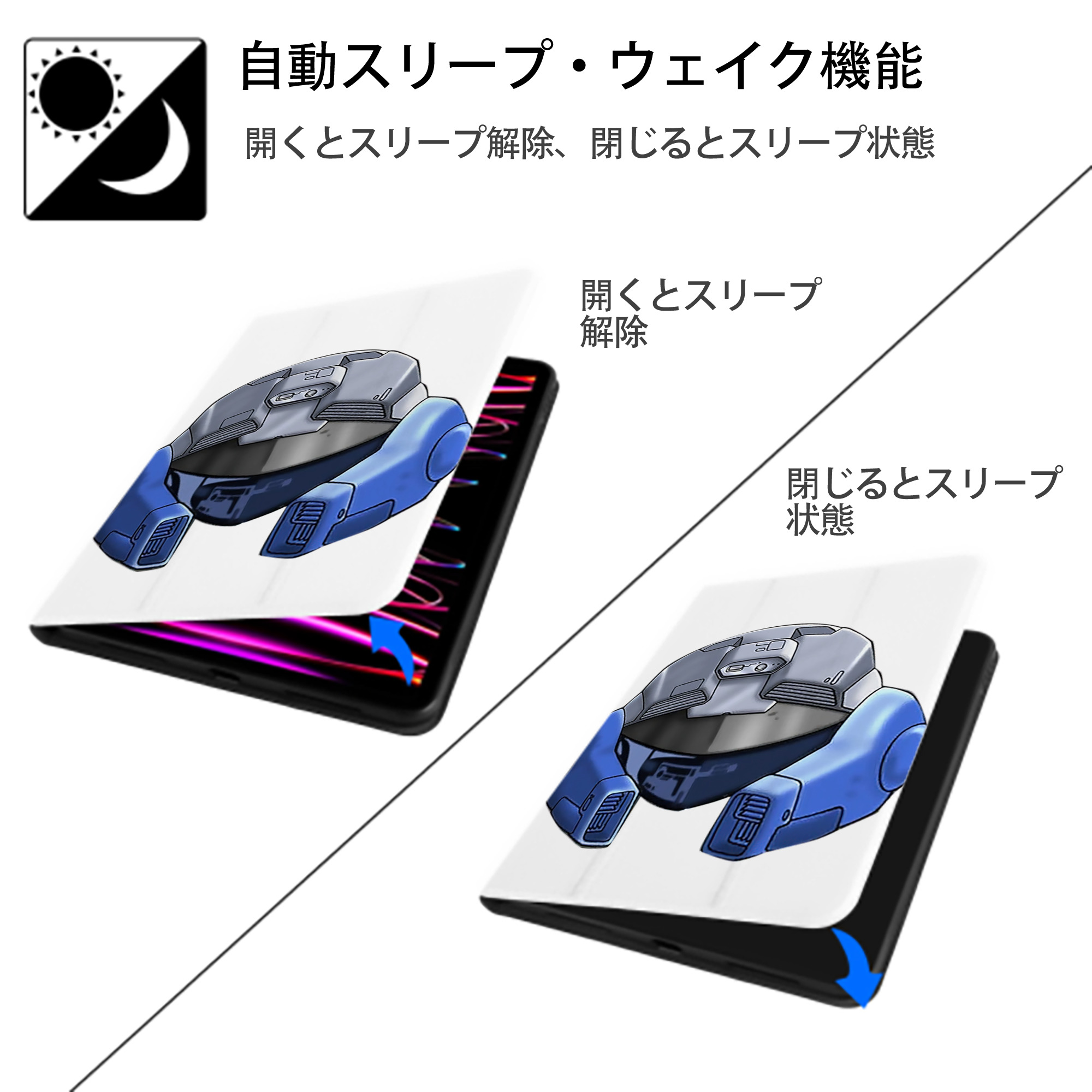 遊☆戯☆王 Yu-Gi-Oh! IPad ケース ペン収納付き 三つ折りスタンド PUレザー×シリコン 対応機種9.5/10.5/10.9インチ