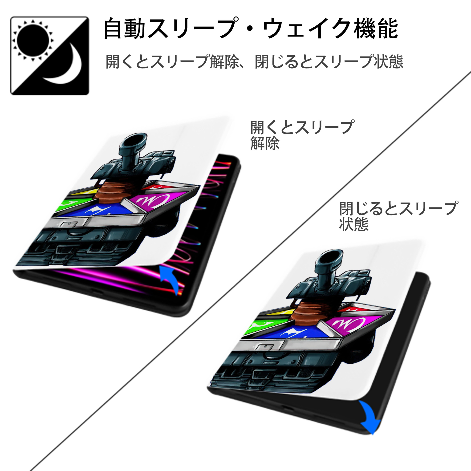 遊☆戯☆王 Yu-Gi-Oh! IPad ケース ペン収納付き 三つ折りスタンド PUレザー×シリコン 対応機種9.5/10.5/10.9インチ
