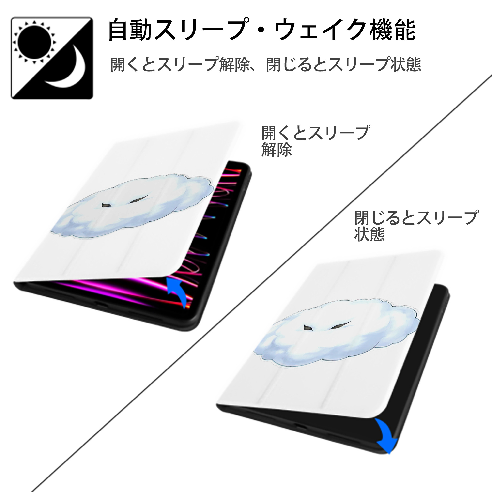 遊☆戯☆王 Yu-Gi-Oh! IPad ケース ペン収納付き 三つ折りスタンド PUレザー×シリコン 対応機種9.5/10.5/10.9インチ