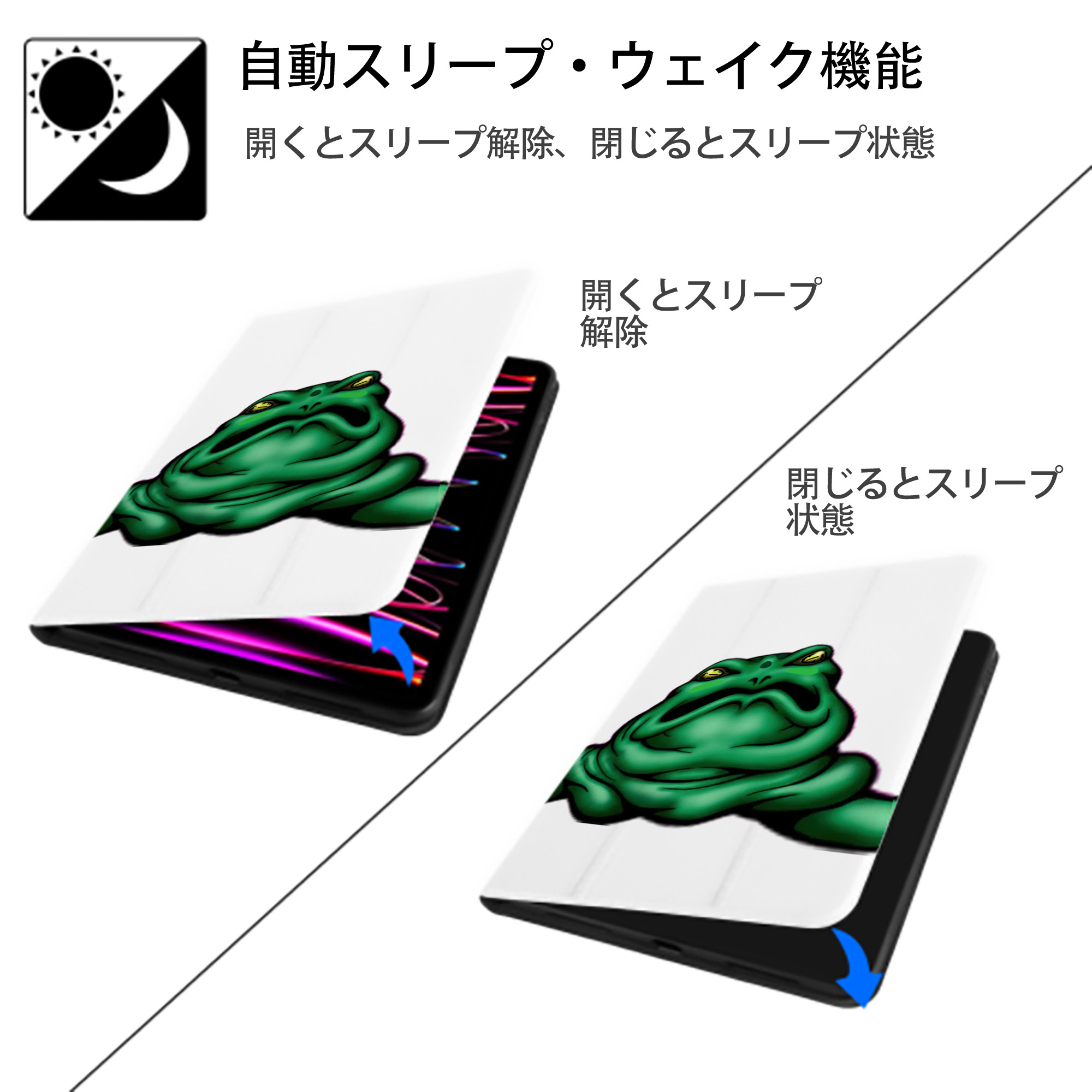 遊☆戯☆王 Yu-Gi-Oh! IPad ケース ペン収納付き 三つ折りスタンド PUレザー×シリコン 対応機種9.5/10.5/10.9インチ