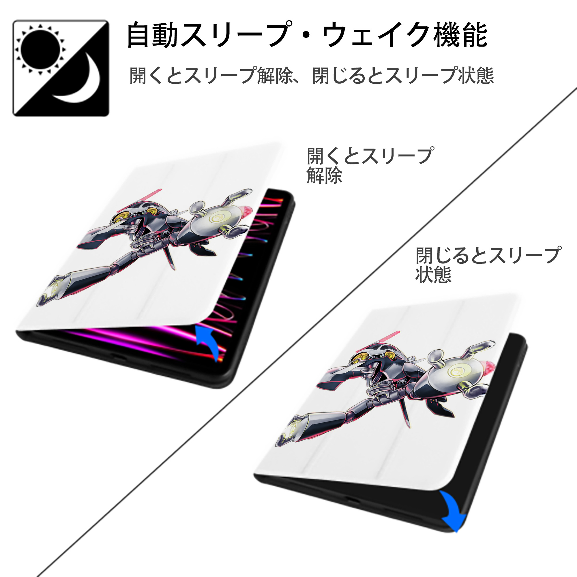 遊☆戯☆王 Yu-Gi-Oh! IPad ケース ペン収納付き 三つ折りスタンド PUレザー×シリコン 対応機種9.5/10.5/10.9インチ