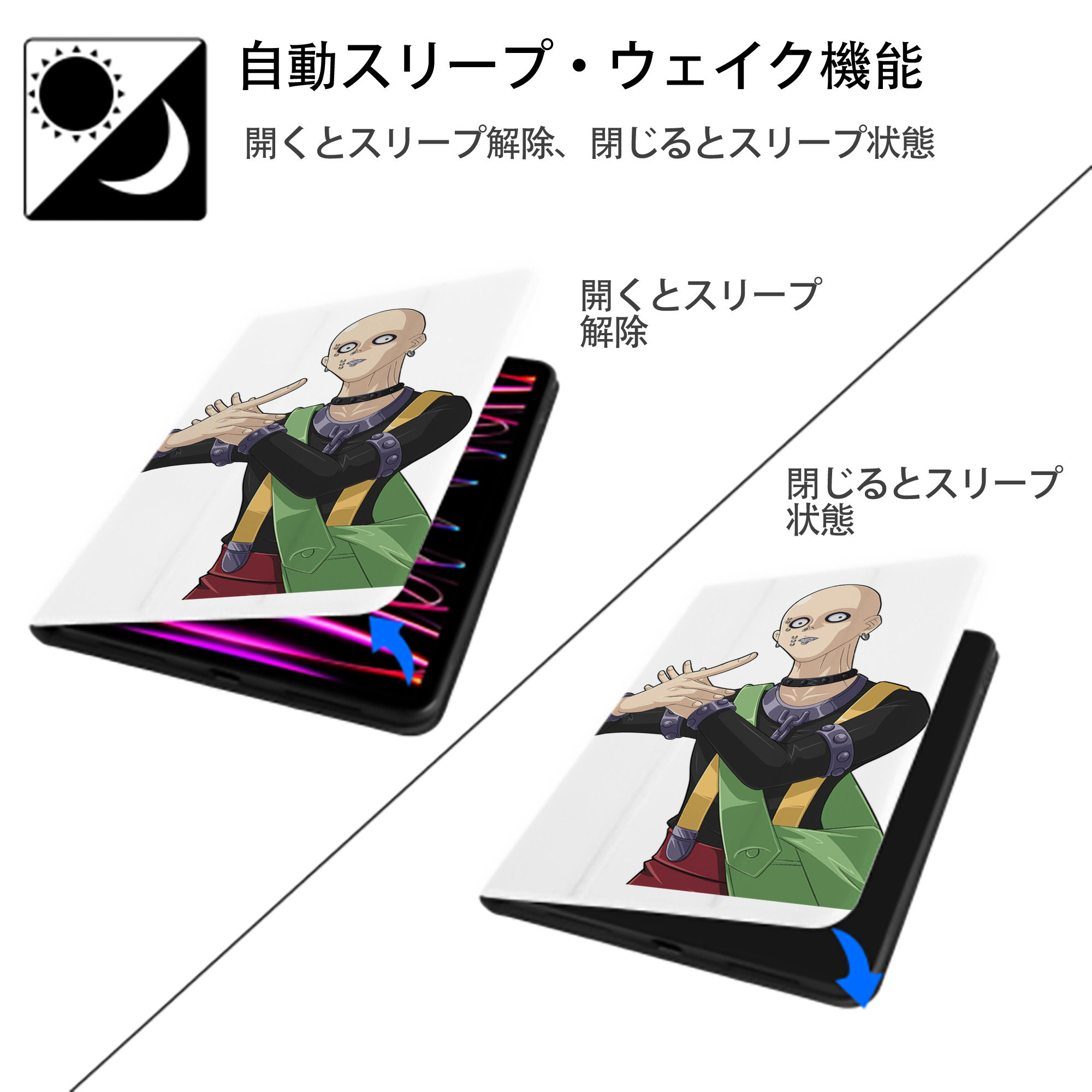 遊☆戯☆王 Yu-Gi-Oh! IPad ケース ペン収納付き 三つ折りスタンド PUレザー×シリコン 対応機種9.5/10.5/10.9インチ