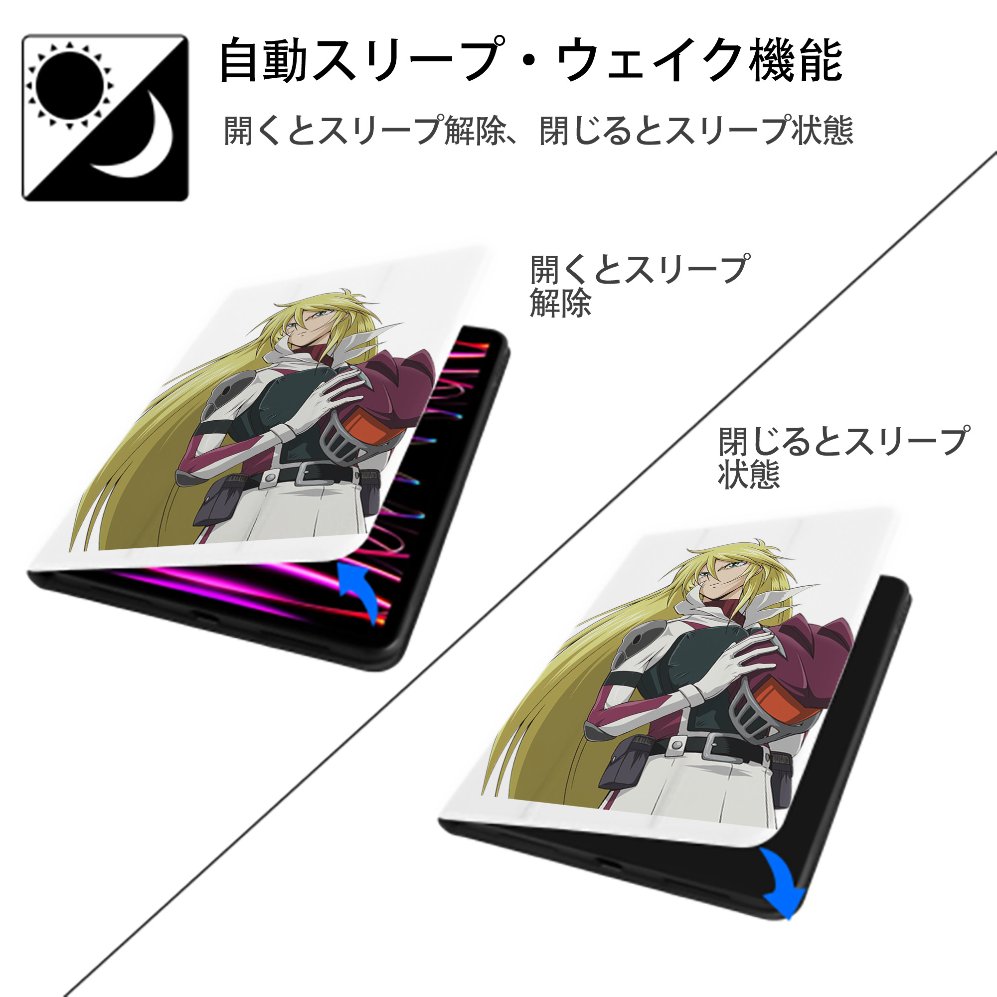 遊☆戯☆王 Yu-Gi-Oh! IPad ケース ペン収納付き 三つ折りスタンド PUレザー×シリコン 対応機種9.5/10.5/10.9インチ