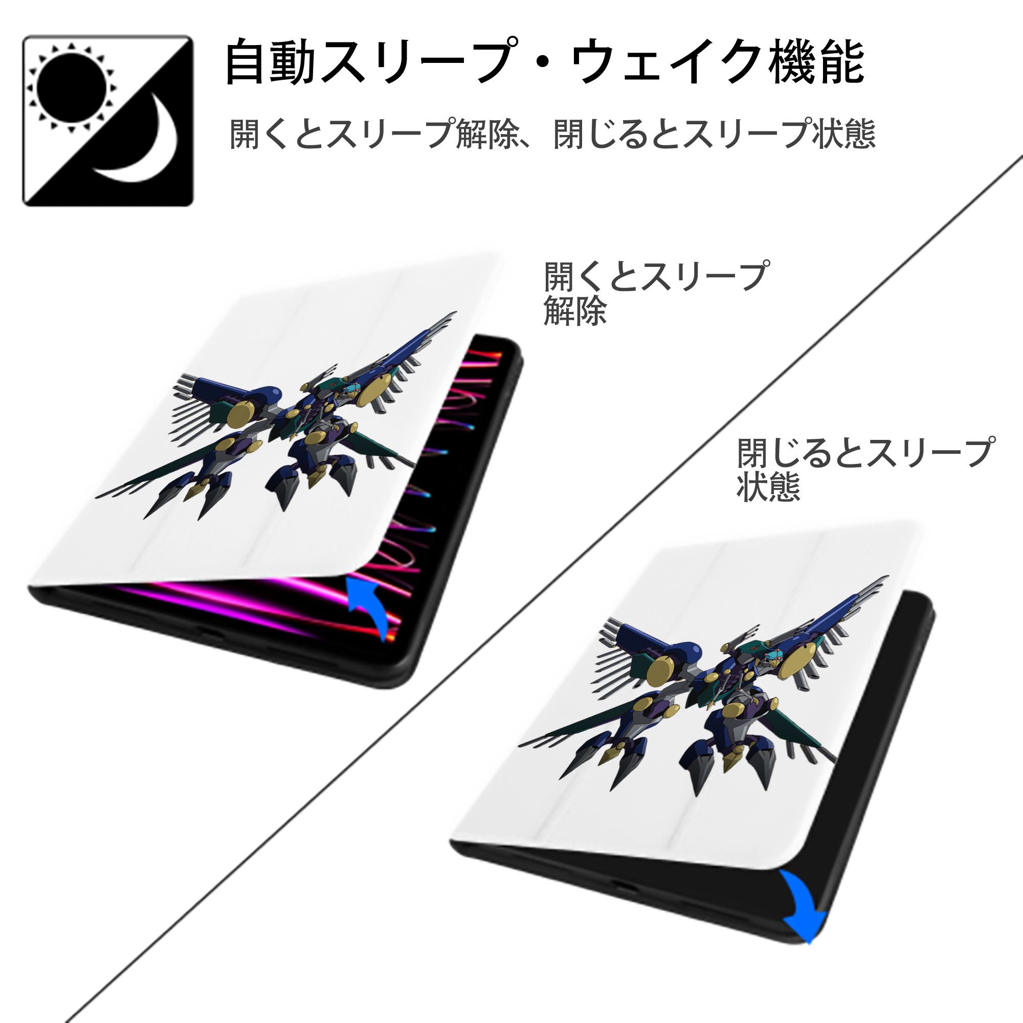 遊☆戯☆王 Yu-Gi-Oh! IPad ケース ペン収納付き 三つ折りスタンド PUレザー×シリコン 対応機種9.5/10.5/10.9インチ