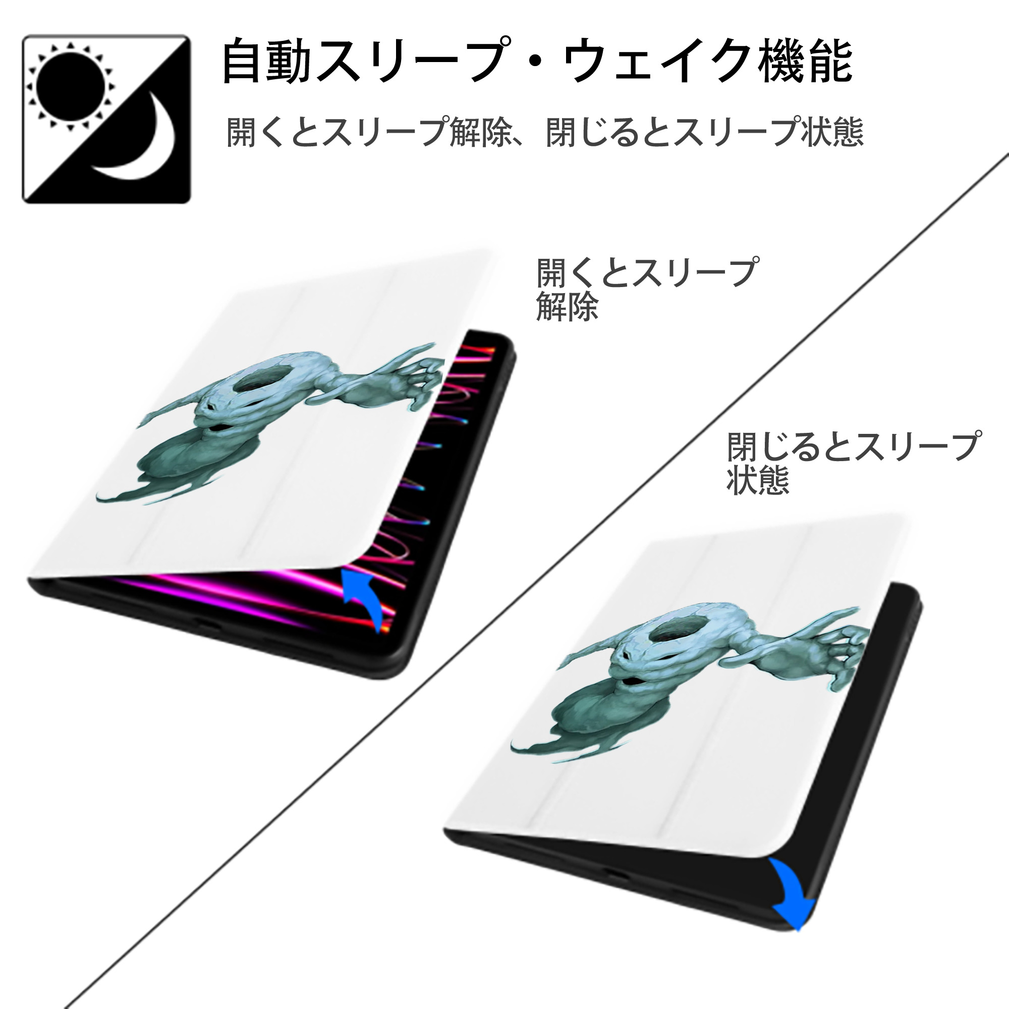 遊☆戯☆王 Yu-Gi-Oh! IPad ケース ペン収納付き 三つ折りスタンド PUレザー×シリコン 対応機種9.5/10.5/10.9インチ
