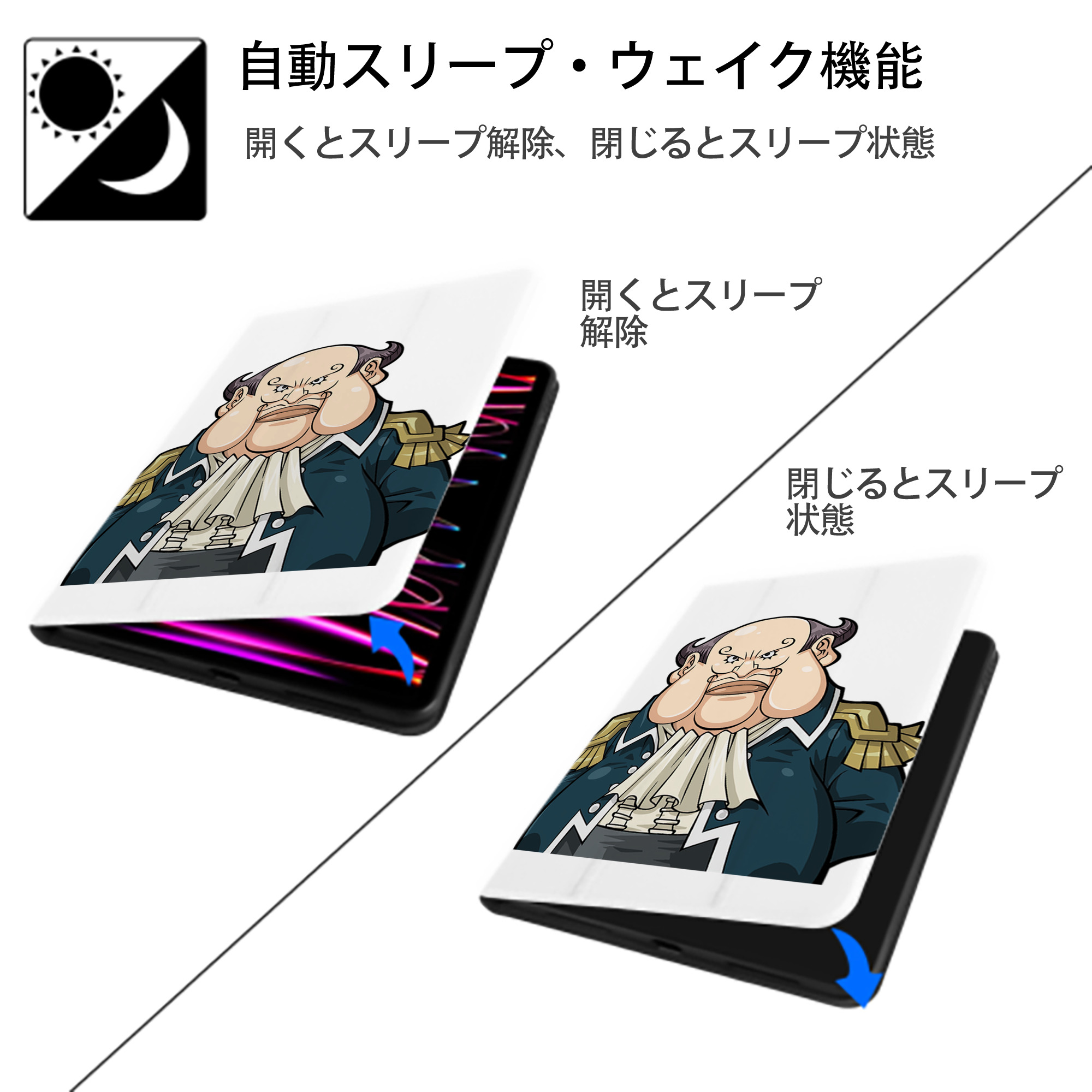 遊☆戯☆王 Yu-Gi-Oh! IPad ケース ペン収納付き 三つ折りスタンド PUレザー×シリコン 対応機種9.5/10.5/10.9インチ