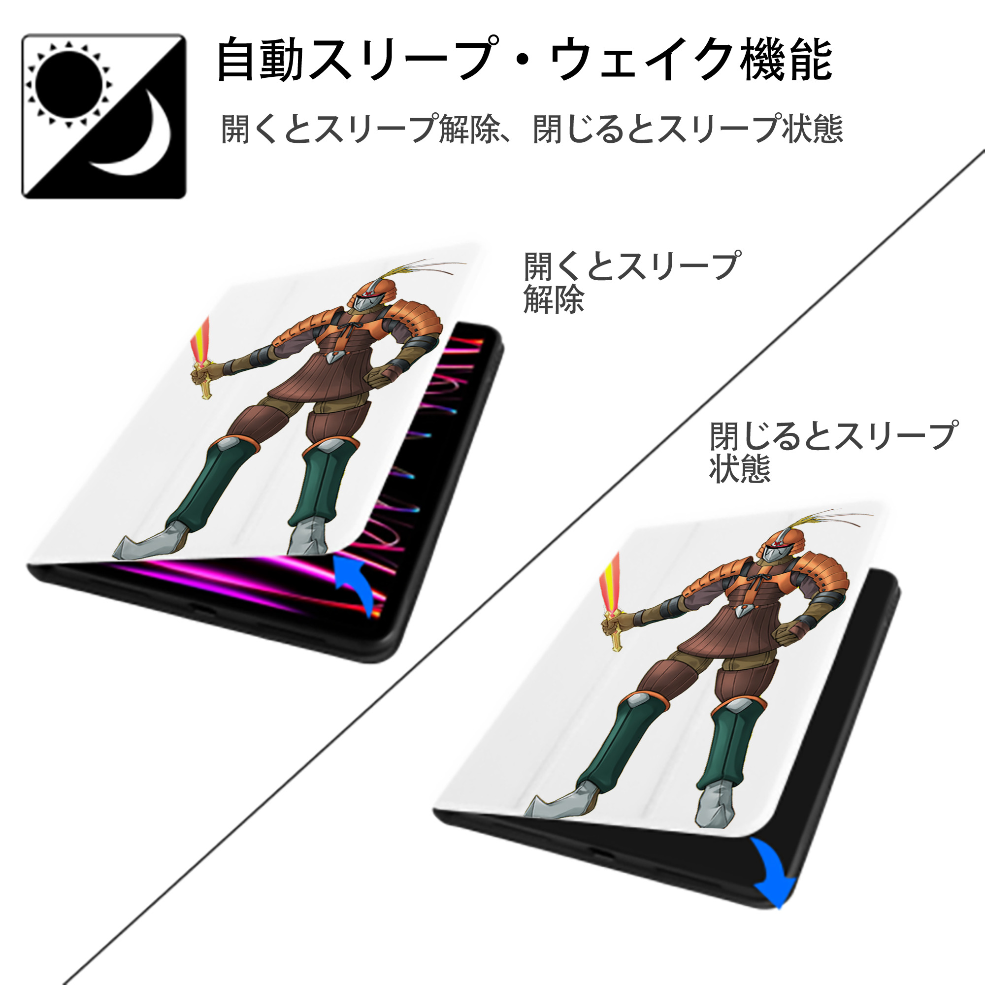 遊☆戯☆王 Yu-Gi-Oh! IPad ケース ペン収納付き 三つ折りスタンド PUレザー×シリコン 対応機種9.5/10.5/10.9インチ