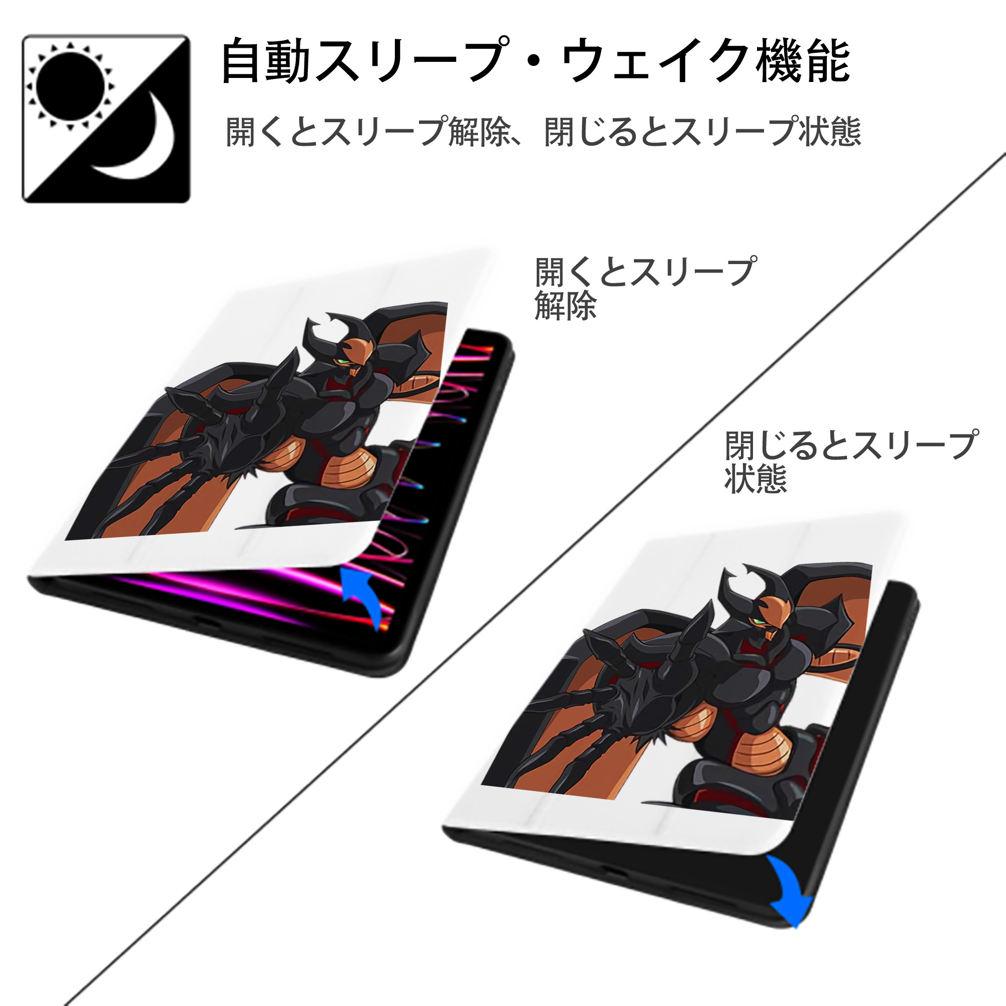 遊☆戯☆王 Yu-Gi-Oh! IPad ケース ペン収納付き 三つ折りスタンド PUレザー×シリコン 対応機種9.5/10.5/10.9インチ