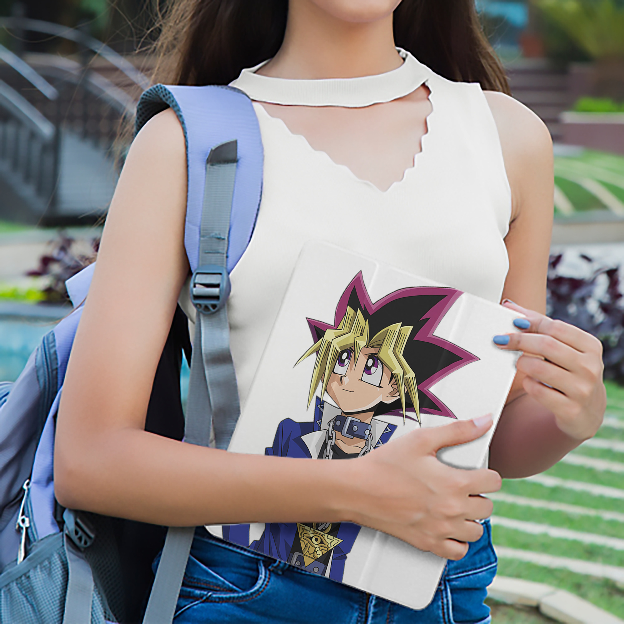 遊☆戯☆王 Yu-Gi-Oh! IPad ケース ペン収納付き 三つ折りスタンド PUレザー×シリコン 対応機種9.5/10.5/10.9インチ