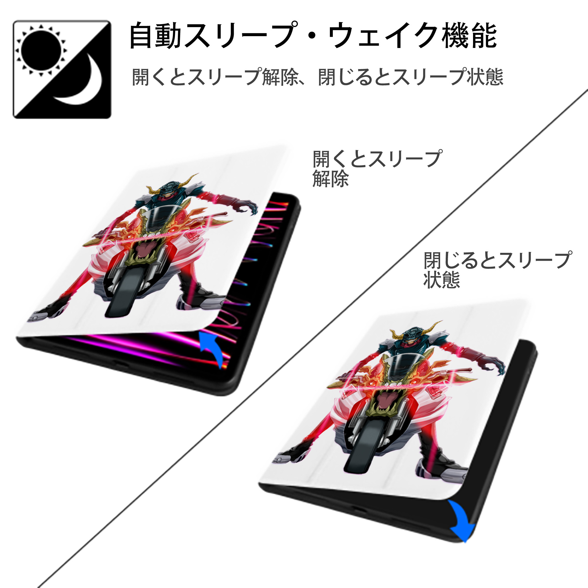遊☆戯☆王 Yu-Gi-Oh! IPad ケース ペン収納付き 三つ折りスタンド PUレザー×シリコン 対応機種9.5/10.5/10.9インチ