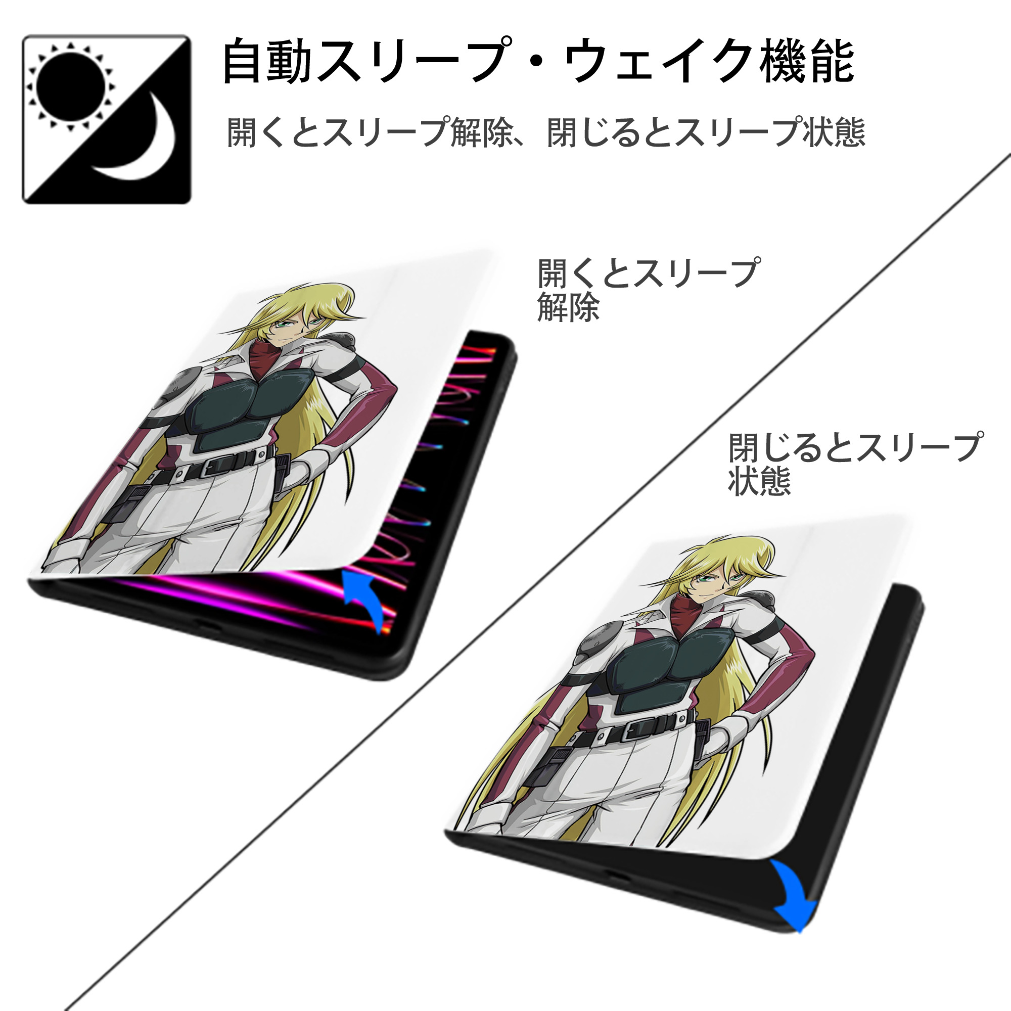 遊☆戯☆王 Yu-Gi-Oh! IPad ケース ペン収納付き 三つ折りスタンド PUレザー×シリコン 対応機種9.5/10.5/10.9インチ