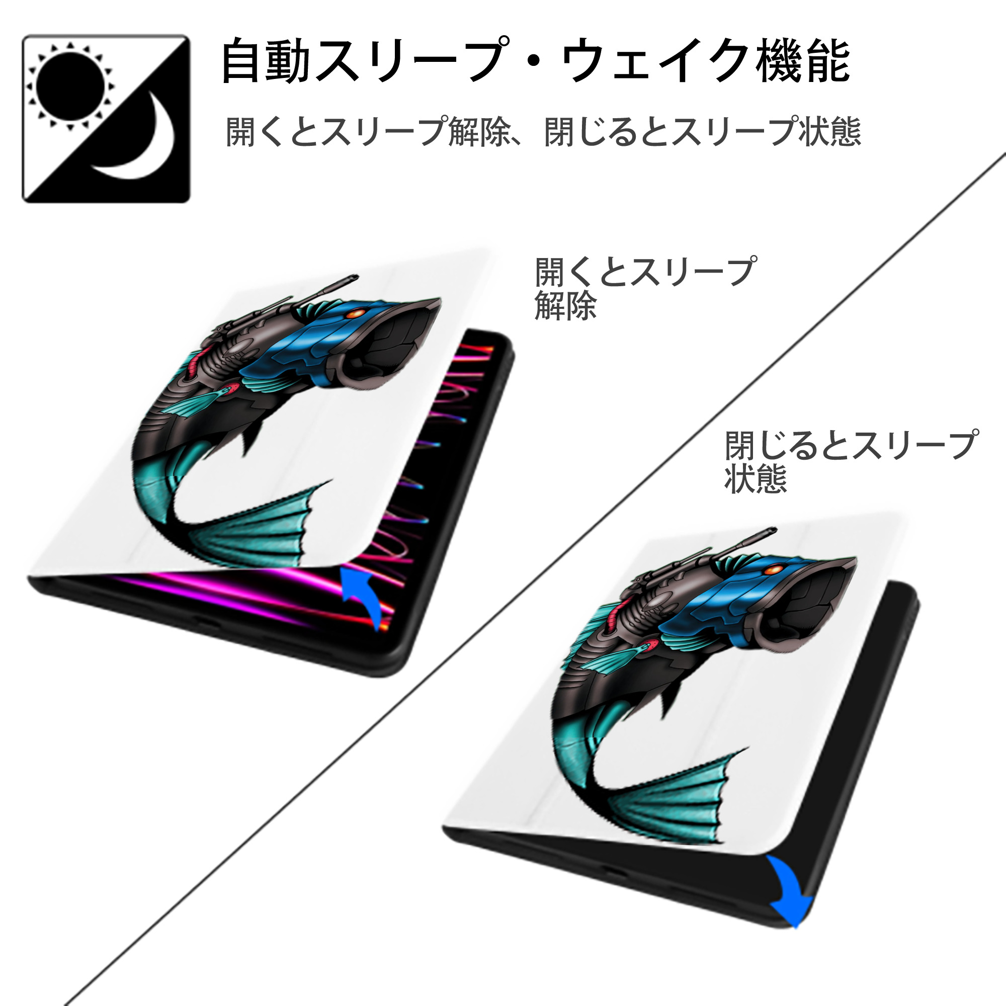 遊☆戯☆王 Yu-Gi-Oh! IPad ケース ペン収納付き 三つ折りスタンド PUレザー×シリコン 対応機種9.5/10.5/10.9インチ