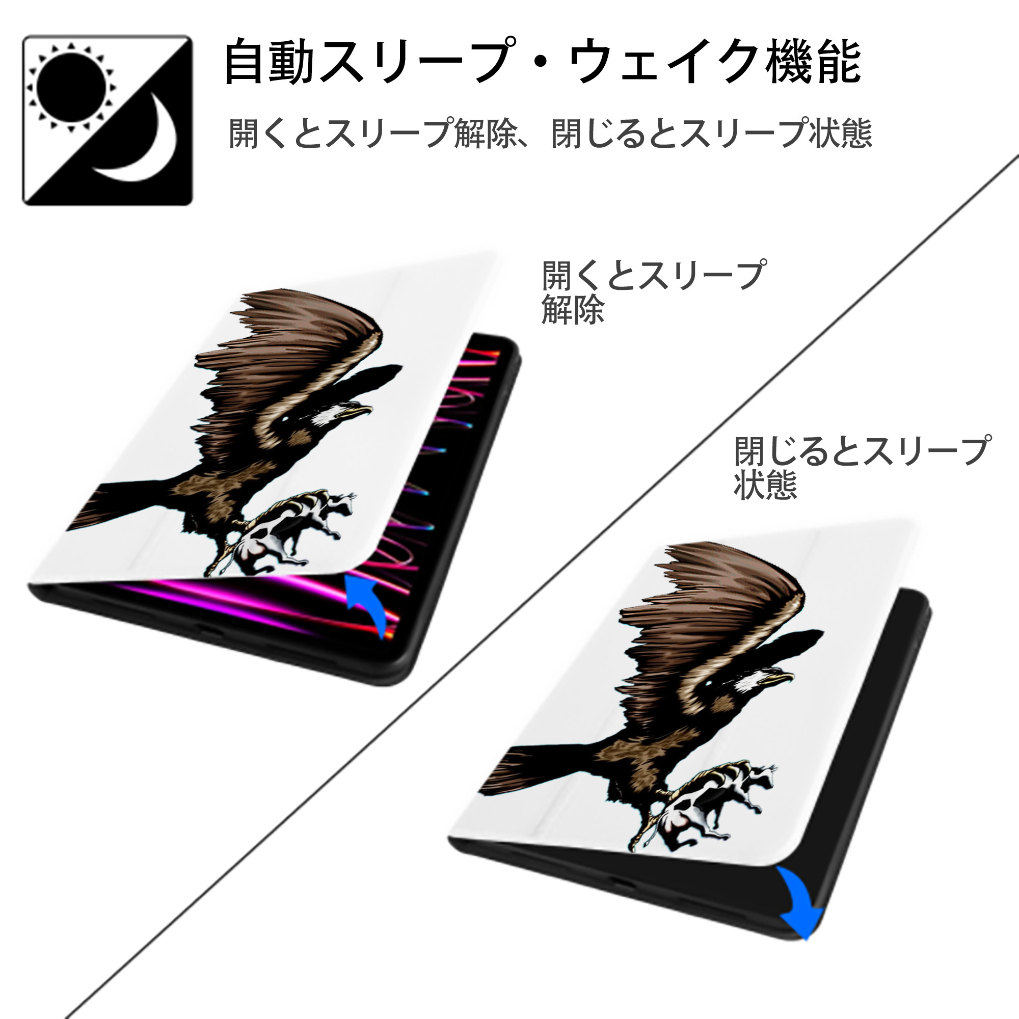 遊☆戯☆王 Yu-Gi-Oh! IPad ケース ペン収納付き 三つ折りスタンド PUレザー×シリコン 対応機種9.5/10.5/10.9インチ