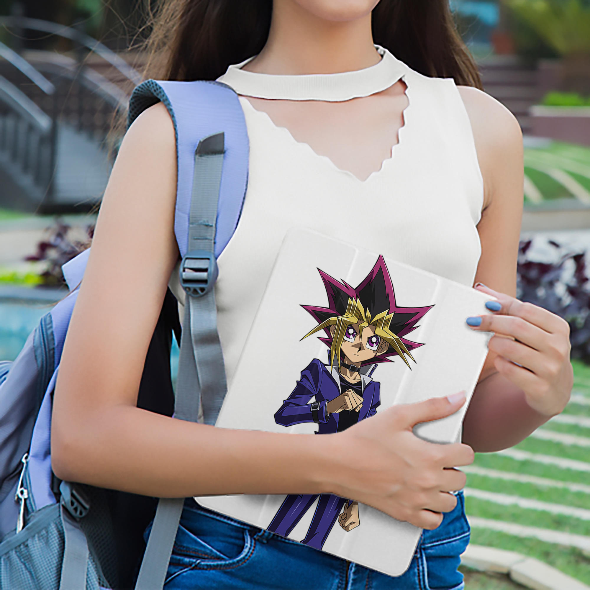 遊☆戯☆王 Yu-Gi-Oh! IPad ケース ペン収納付き 三つ折りスタンド PUレザー×シリコン 対応機種9.5/10.5/10.9インチ